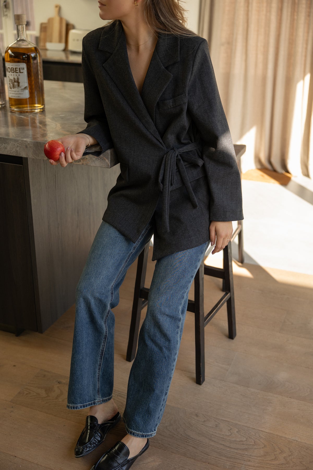 JOAN WRAP BLAZER JACKET BLACK