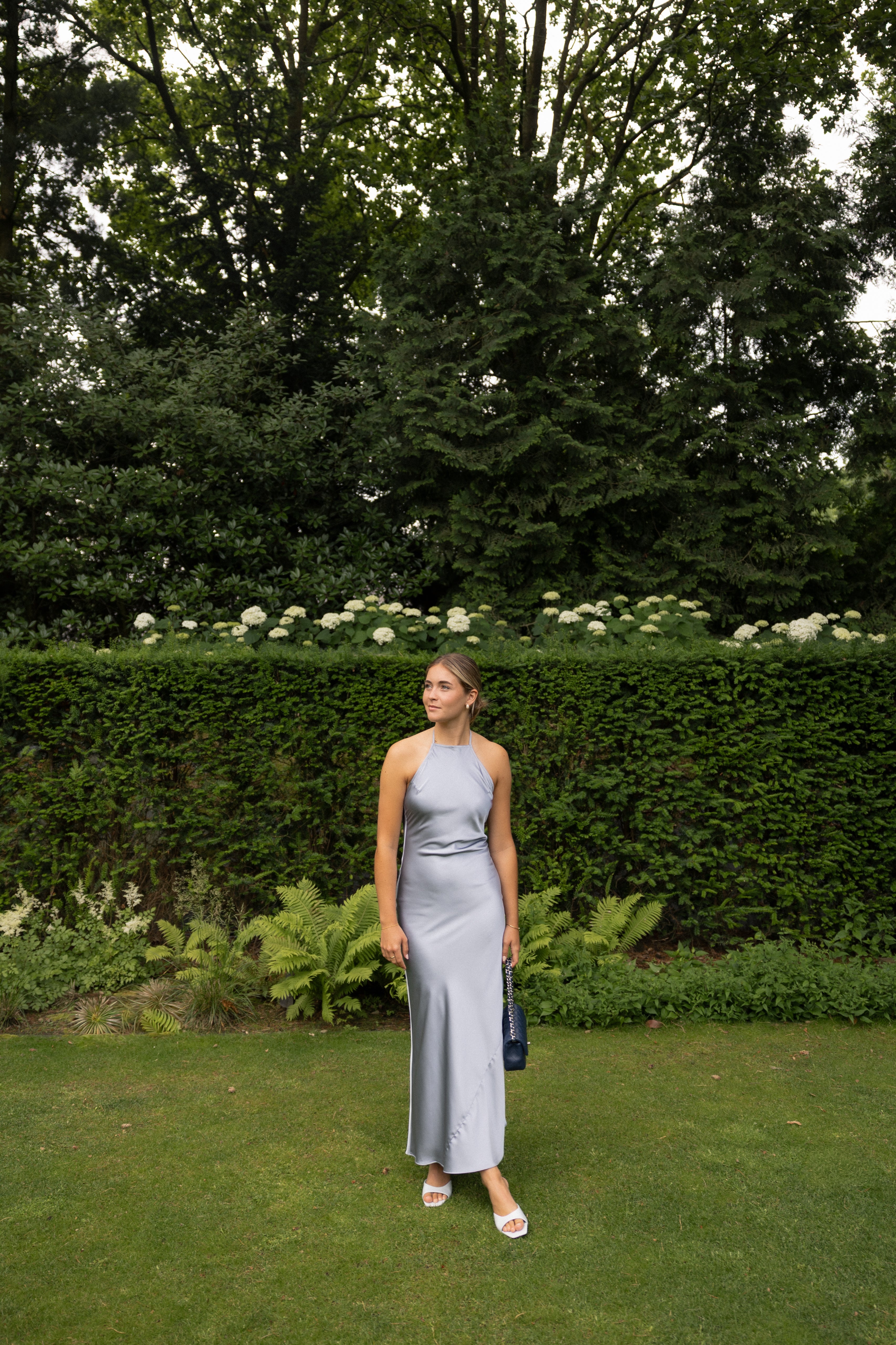 THE SILKY OPEN BACK DRESS BLUE