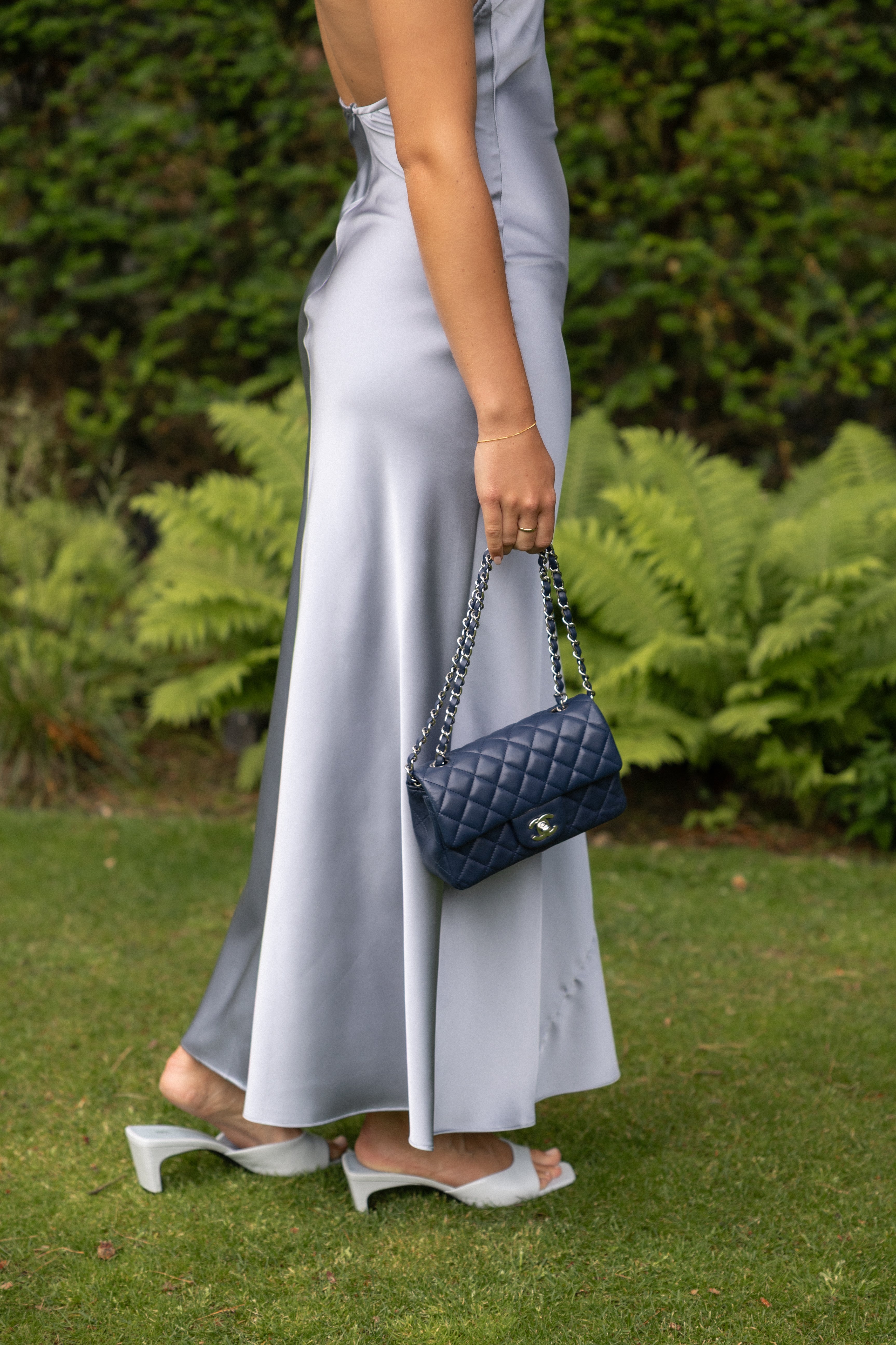 THE SILKY OPEN BACK DRESS BLUE