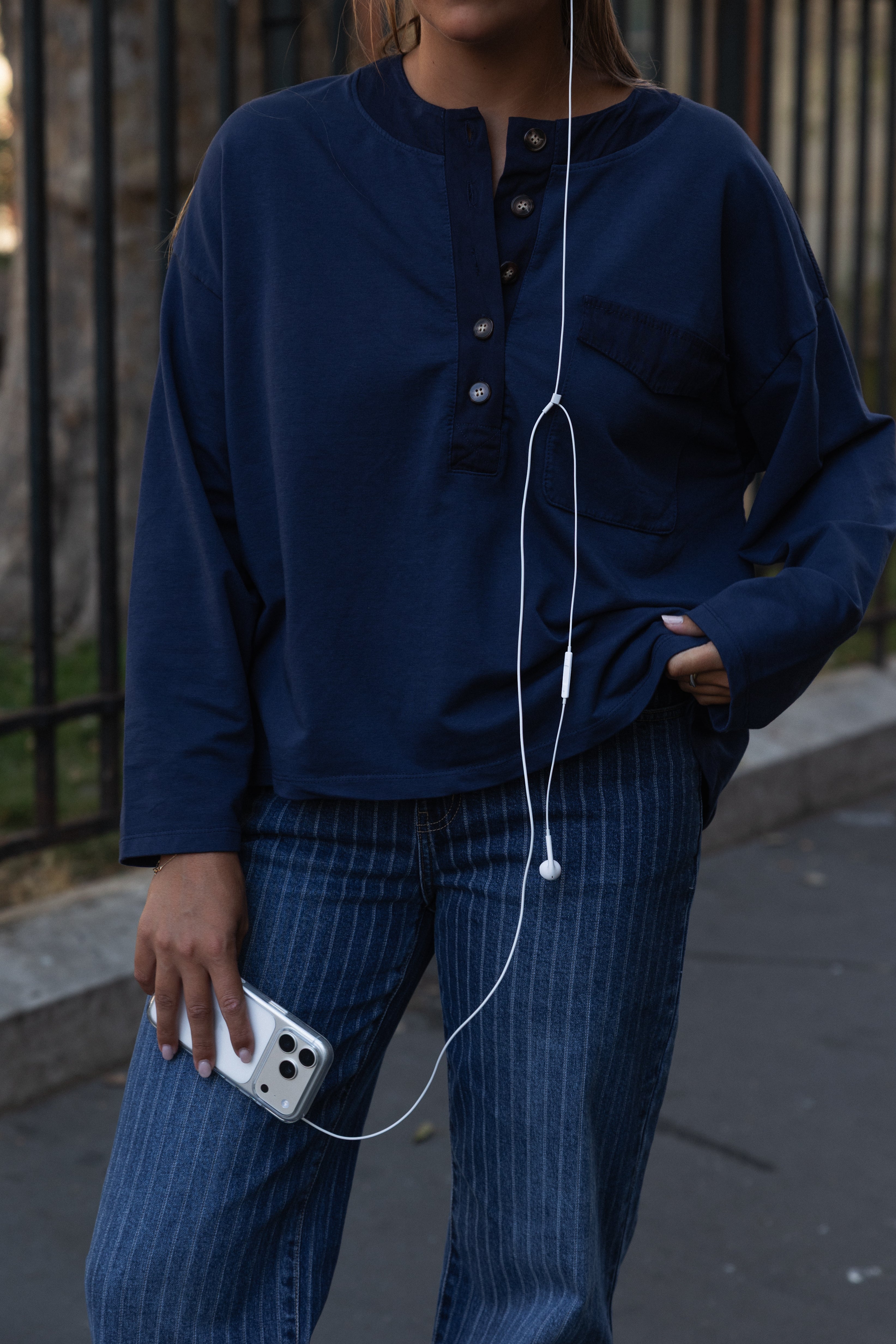 POLO BUTTON LONGSLEEVE NAVY