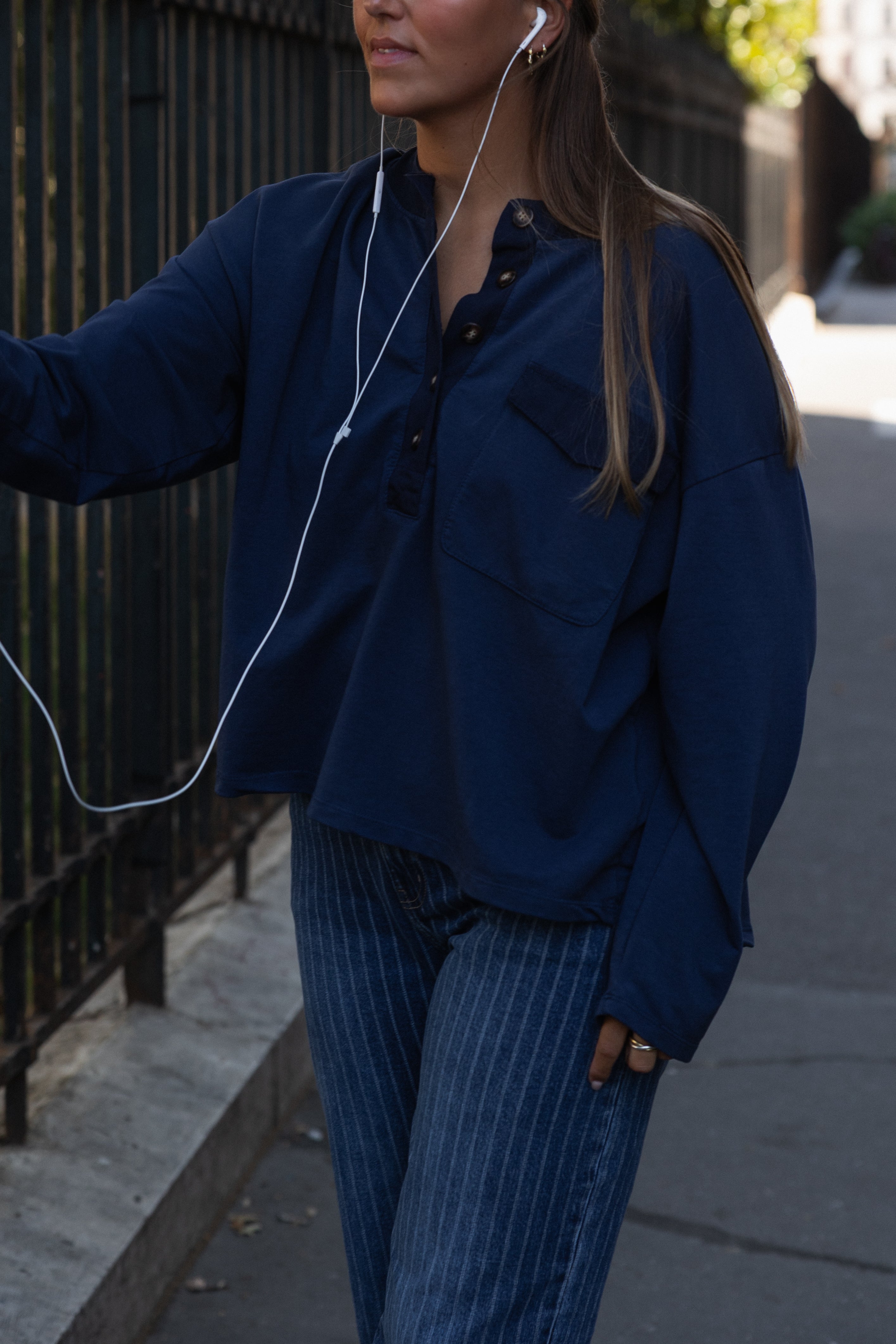 POLO BUTTON LONGSLEEVE NAVY