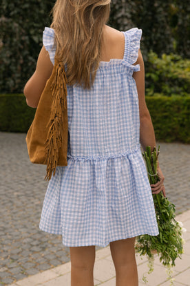 CHECKED EMILY DRESS BLUE