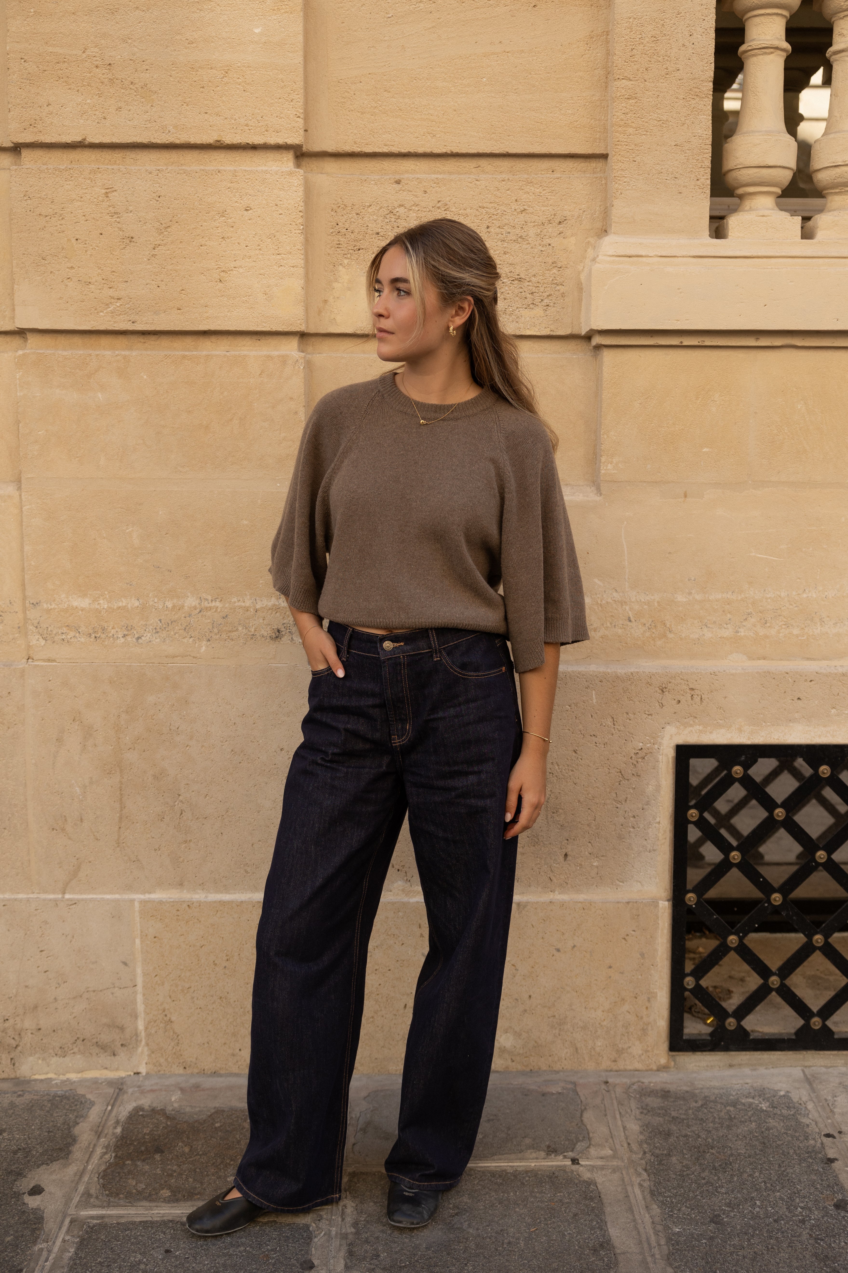 REGULAR LENGTH BARREL JEANS DEEP DENIM