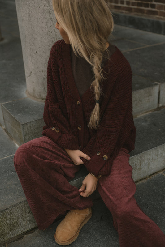 BURGUNDY CORDUROY PANTS