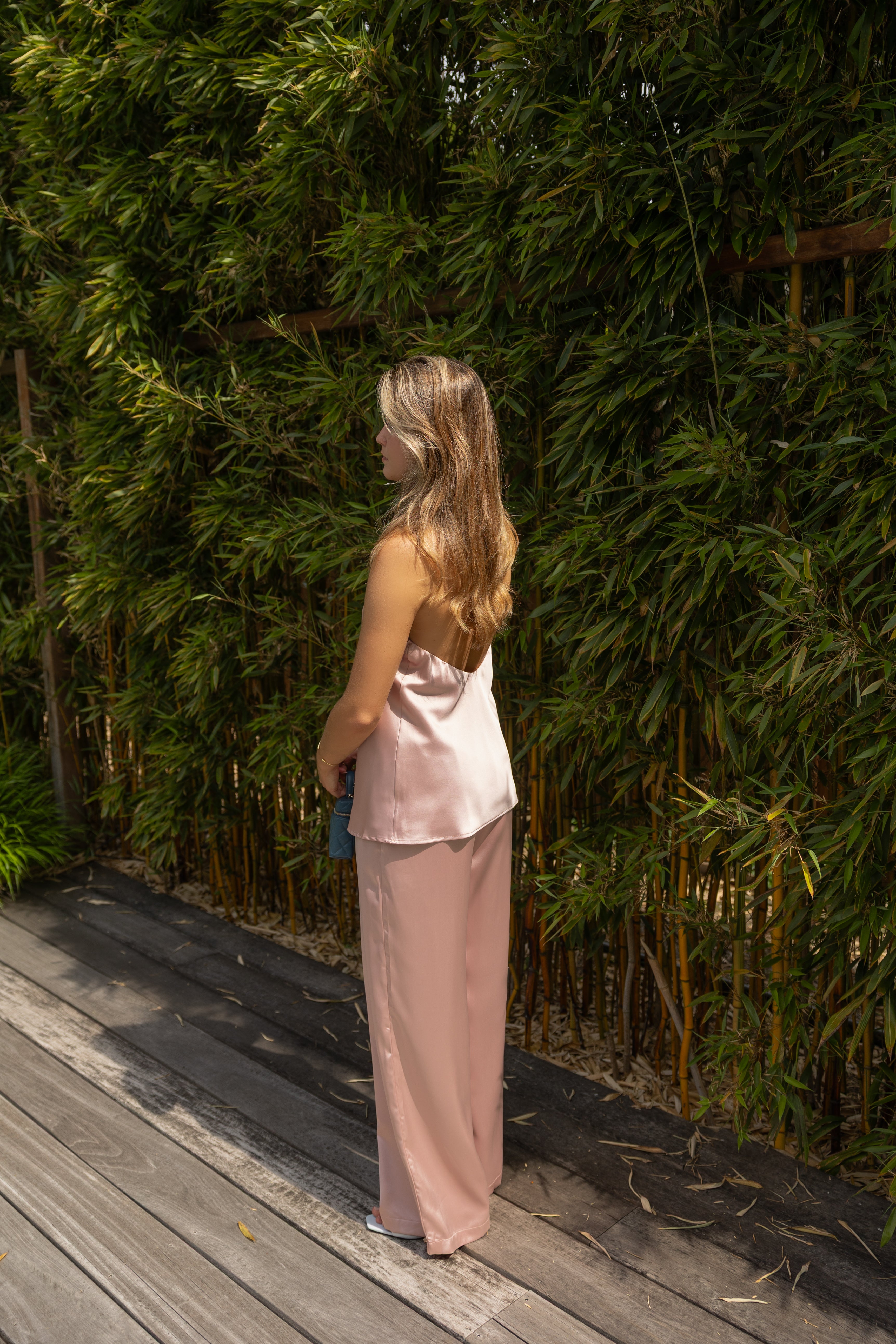 SATIN PANTALON OLD PINK