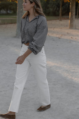 SNEAKERS LENGTH STRAIGHT JEANS WHITE