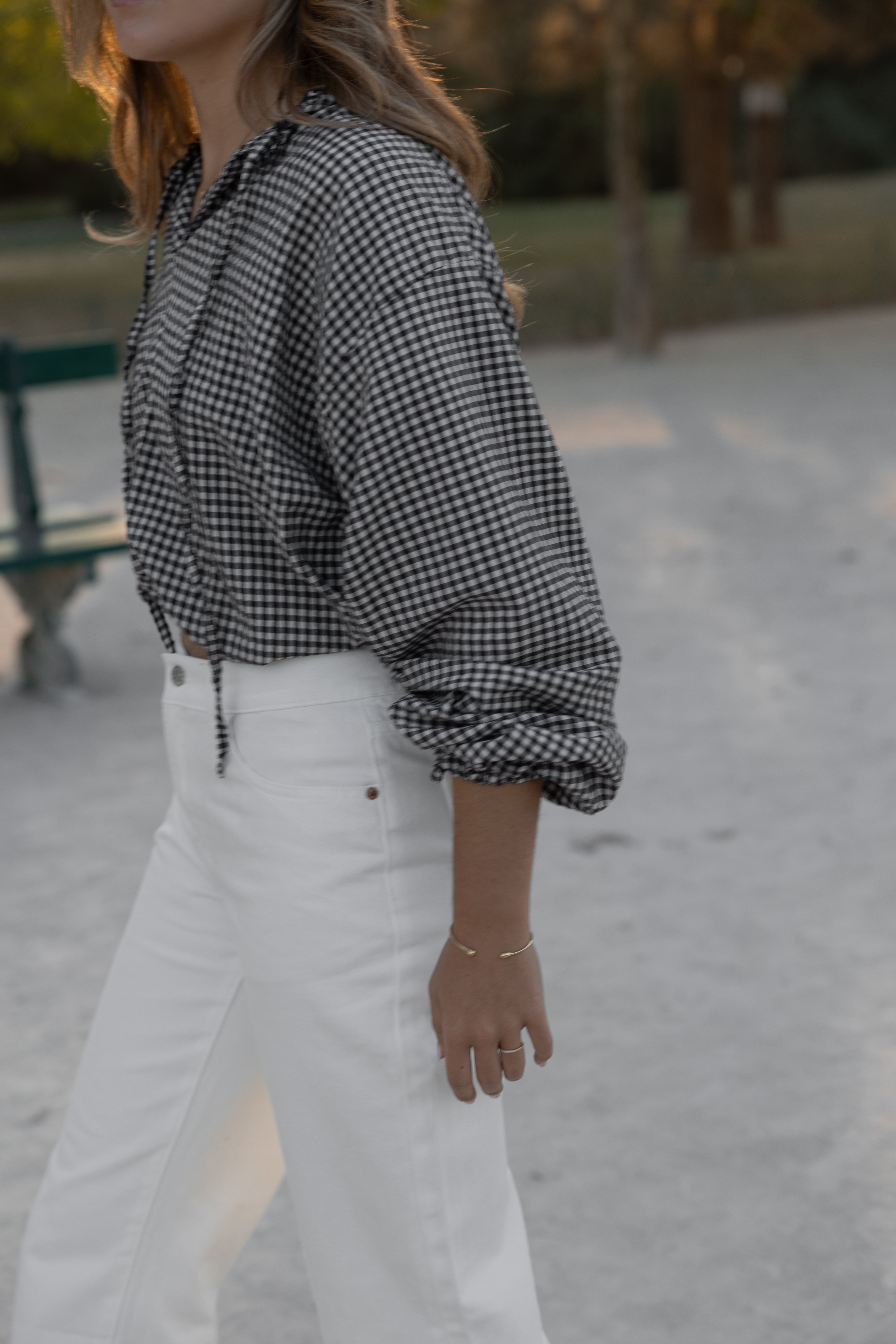 CHECKED BALLOON SHIRT CHOCO