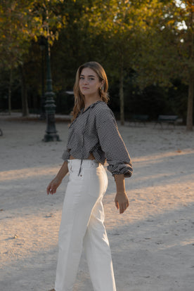 SNEAKERS LENGTH STRAIGHT JEANS WHITE