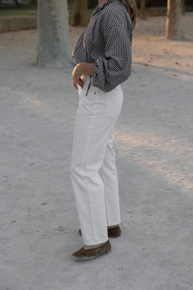 SNEAKERS LENGTH STRAIGHT JEANS WHITE