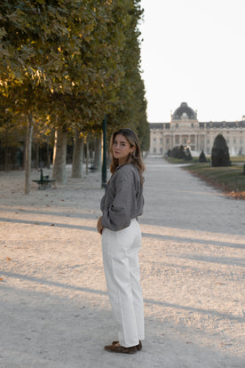 SNEAKERS LENGTH STRAIGHT JEANS WHITE