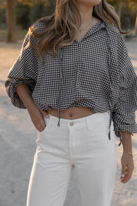 CHECKED BALLOON SHIRT CHOCO