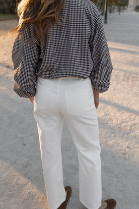 SNEAKERS LENGTH STRAIGHT JEANS WHITE