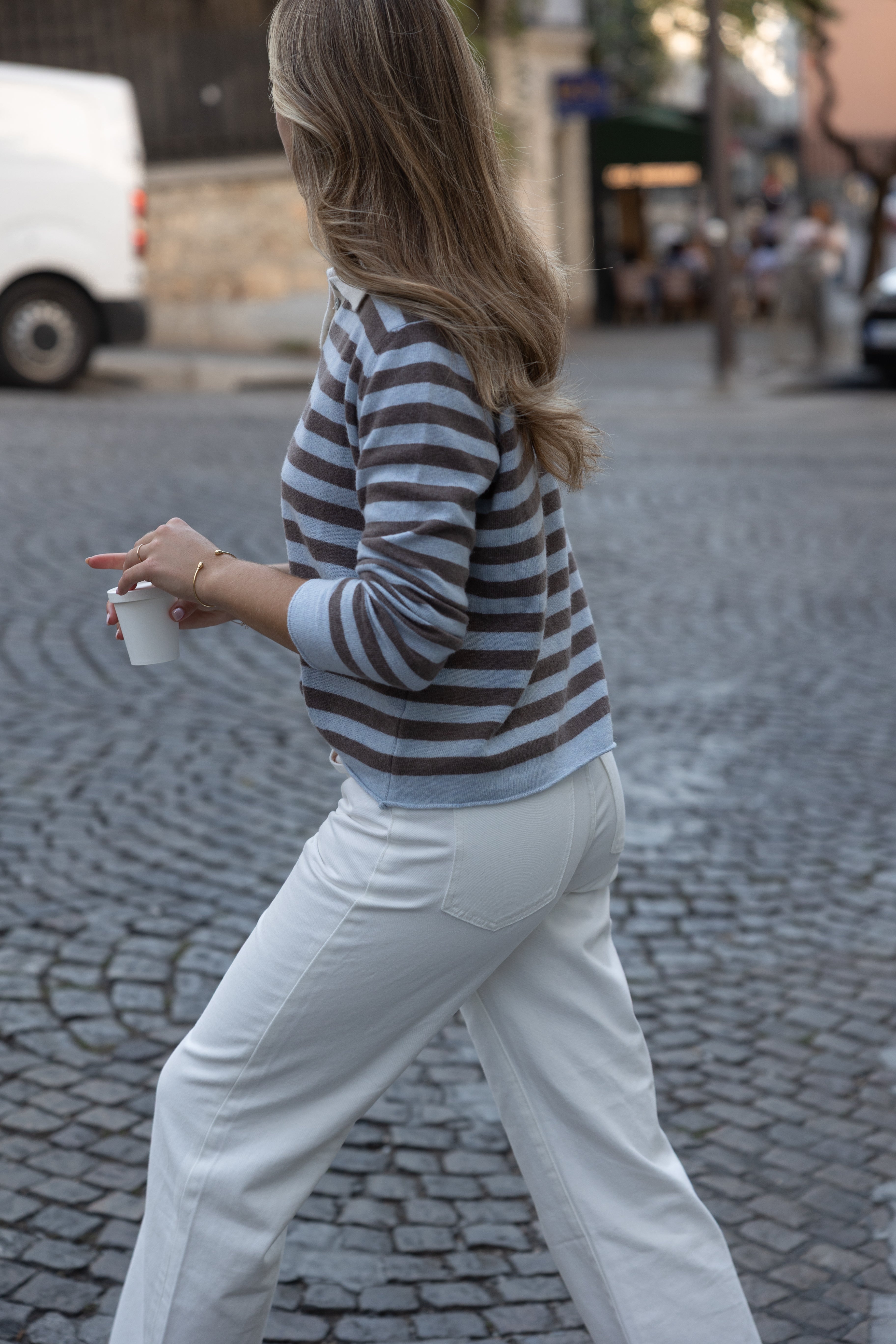 STRIPED LOUISE POLO LIGHT BLUE