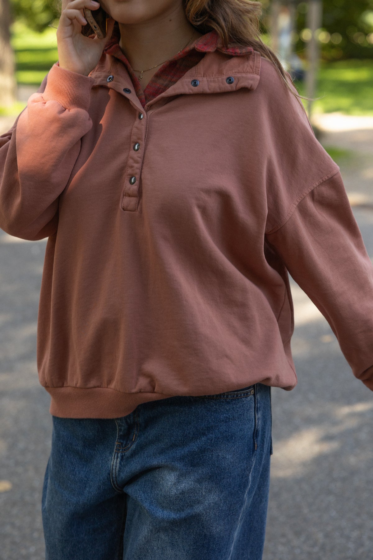 MABEL BUTTON SWEATER DUSTY SALMON