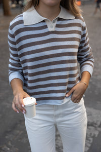 STRIPED LOUISE POLO LIGHT BLUE