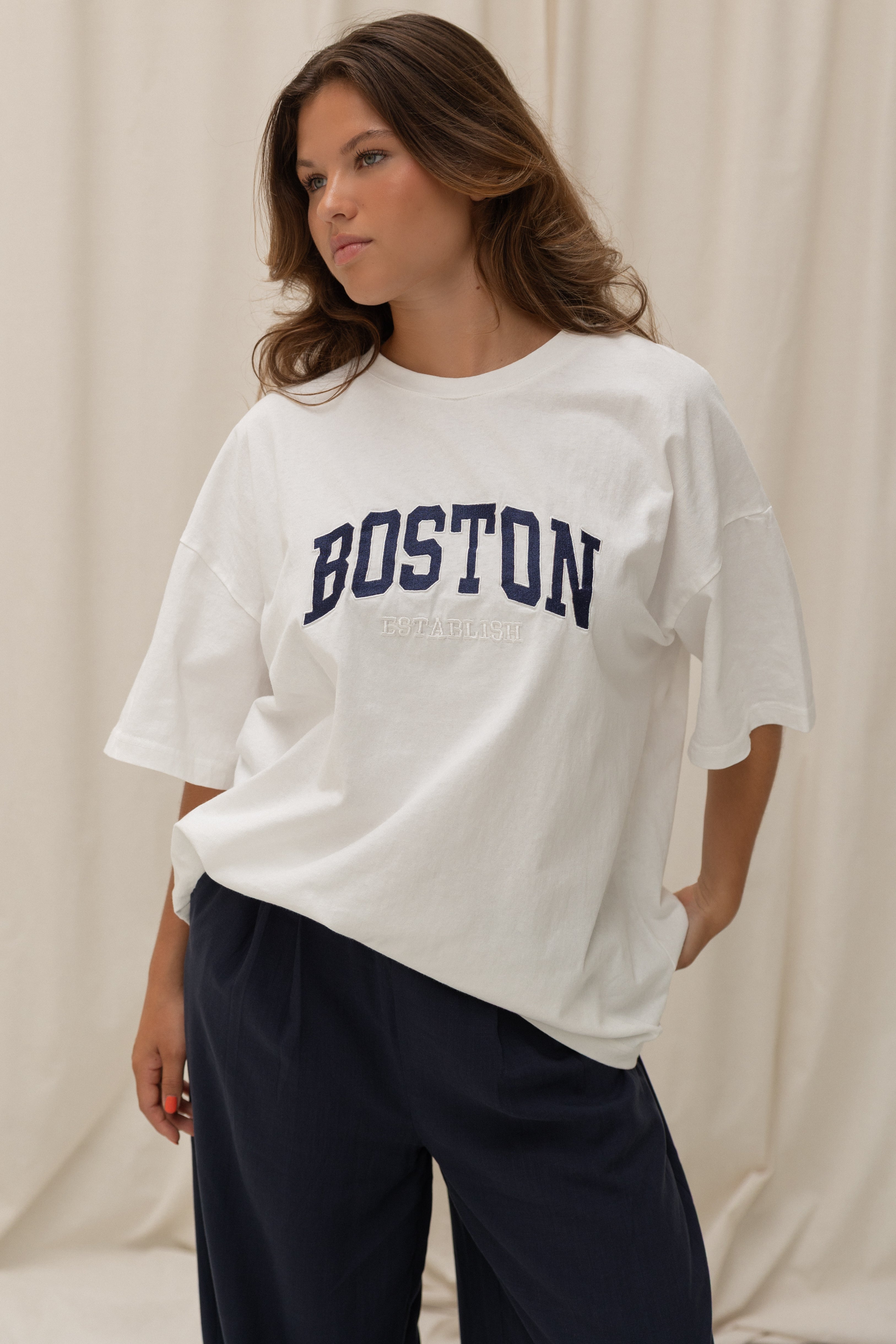 OVERSIZED BOSTON TEE WHITE