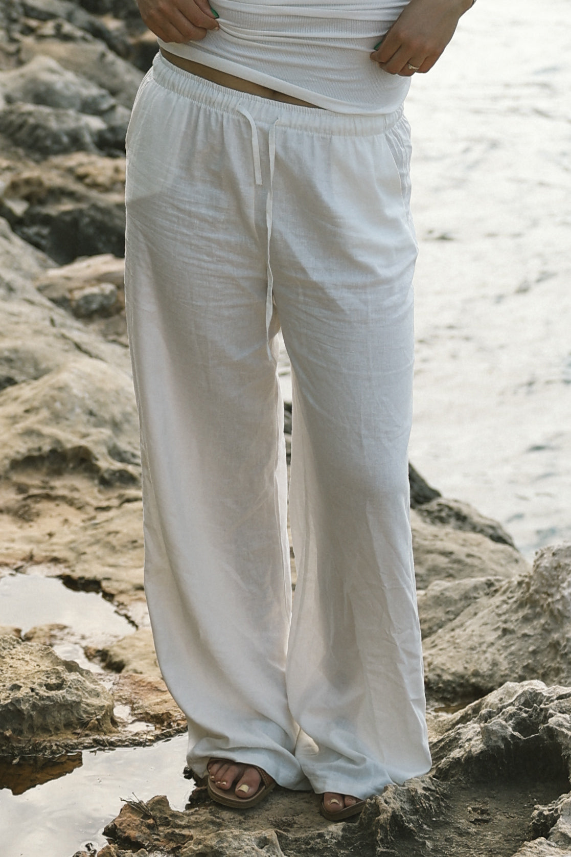 ESSENTIAL LINNEN PANTS WHITE