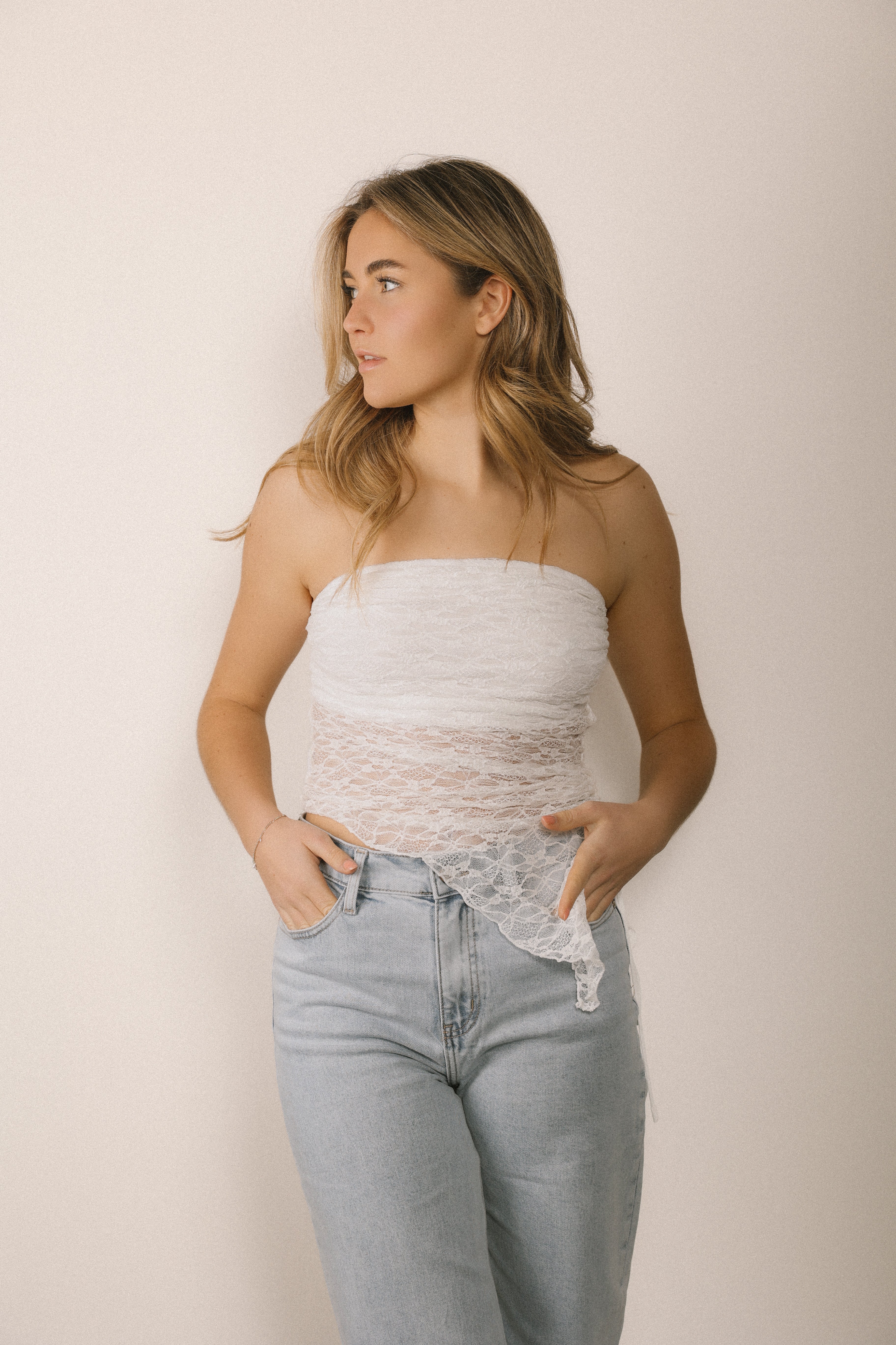 BANDEAU LACE TOP WHITE