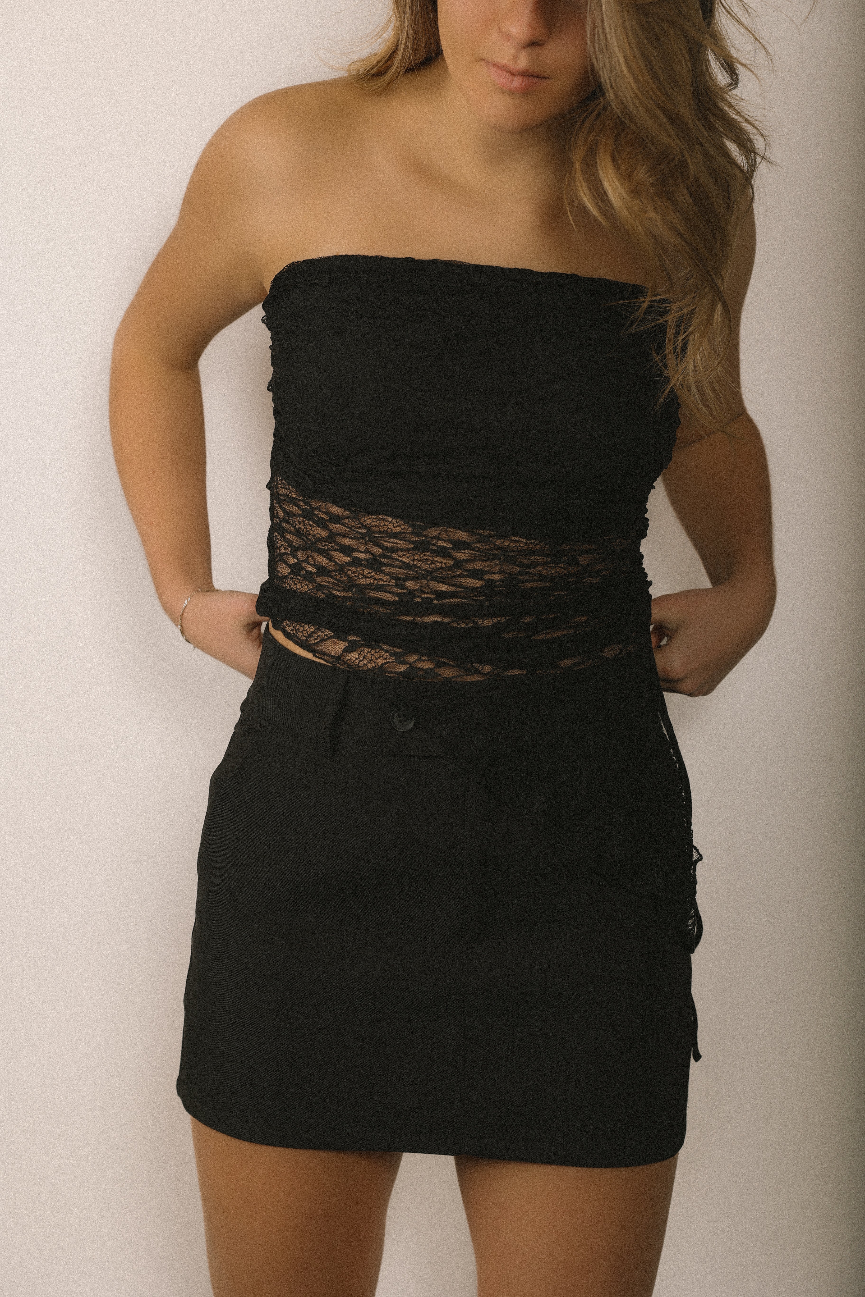 BANDEAU LACE TOP BLACK