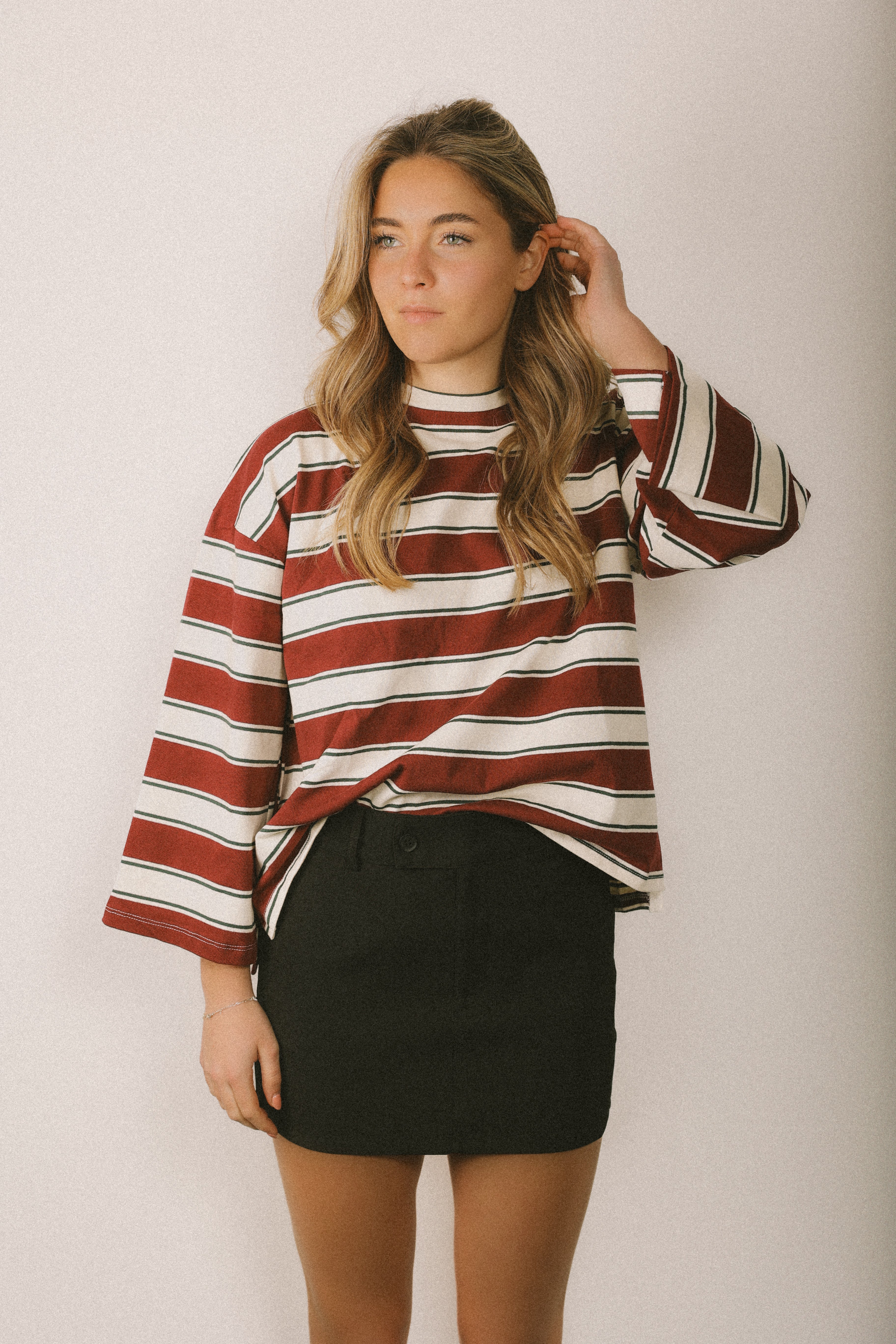 STRIPED CADY TEE