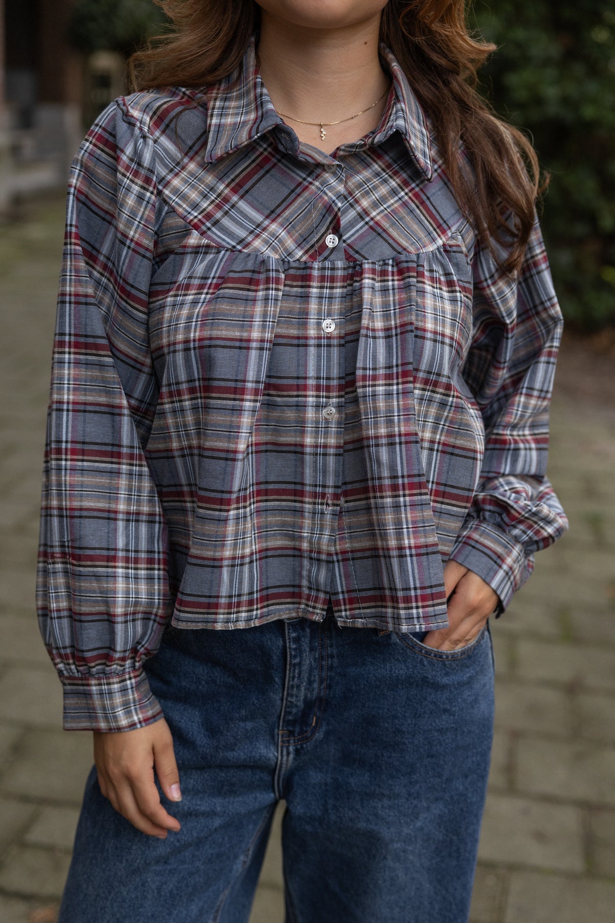 CHECKED MEAVE BLOUSE JEANS