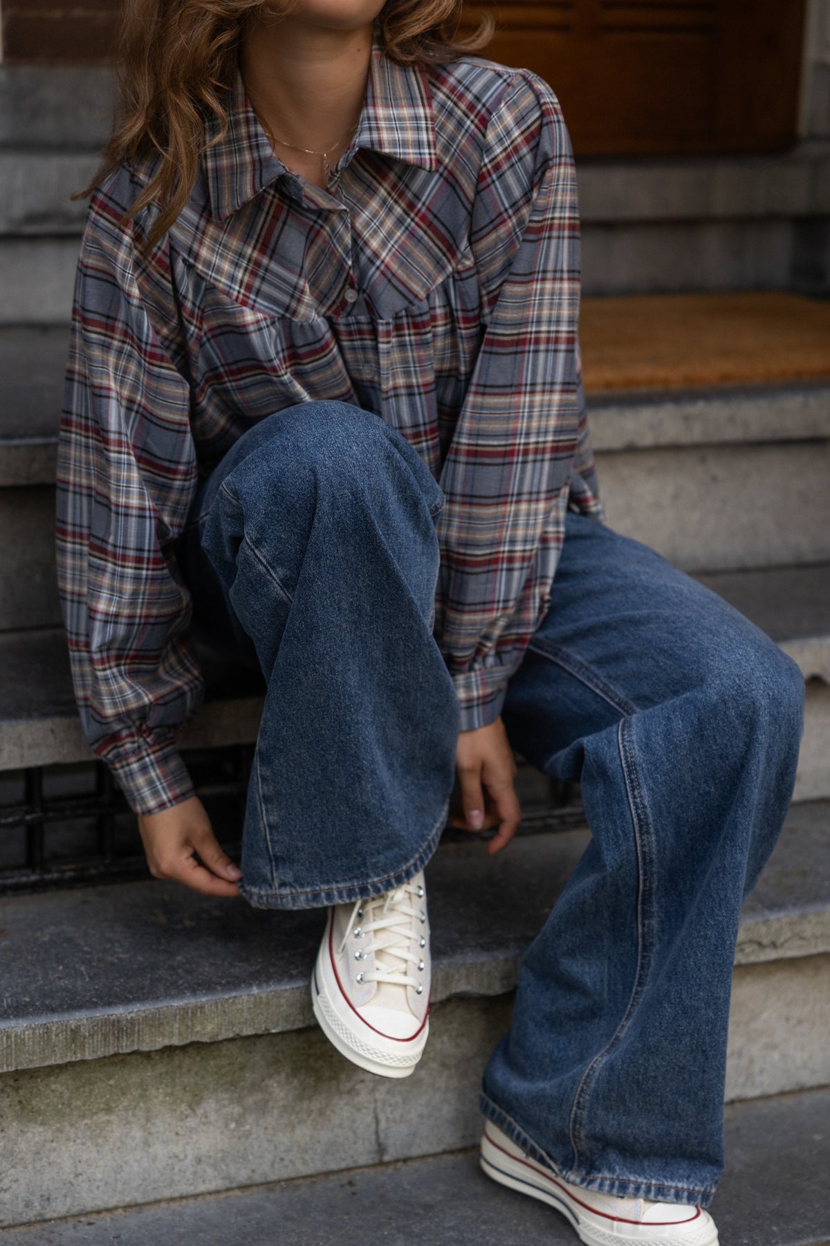 CHECKED MEAVE BLOUSE JEANS
