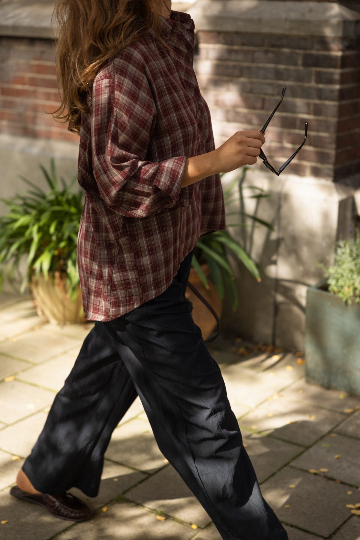 CHECKED INDIGO SHIRT BORDEAUX