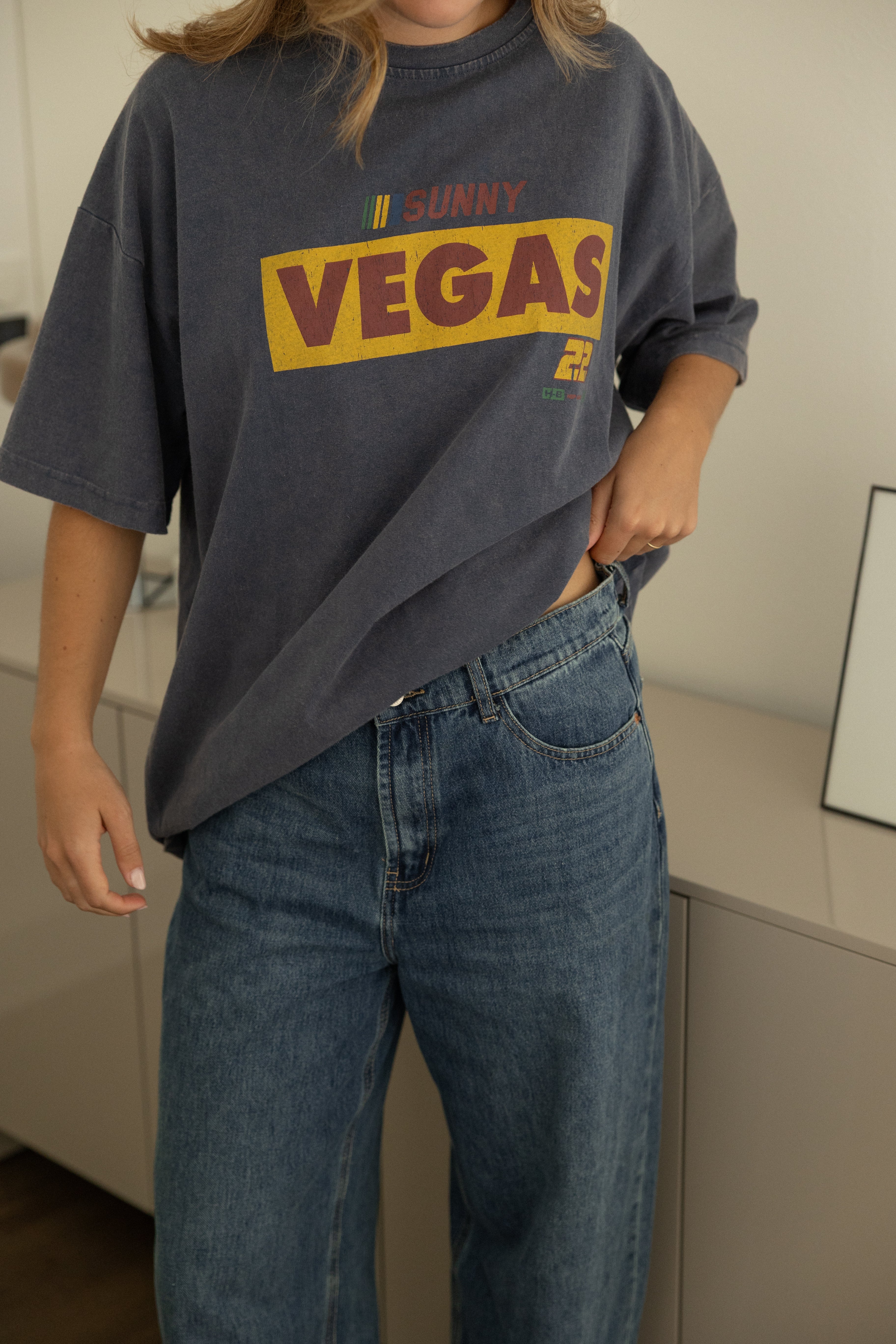 OVERSIZED VEGAS TEE NAVY