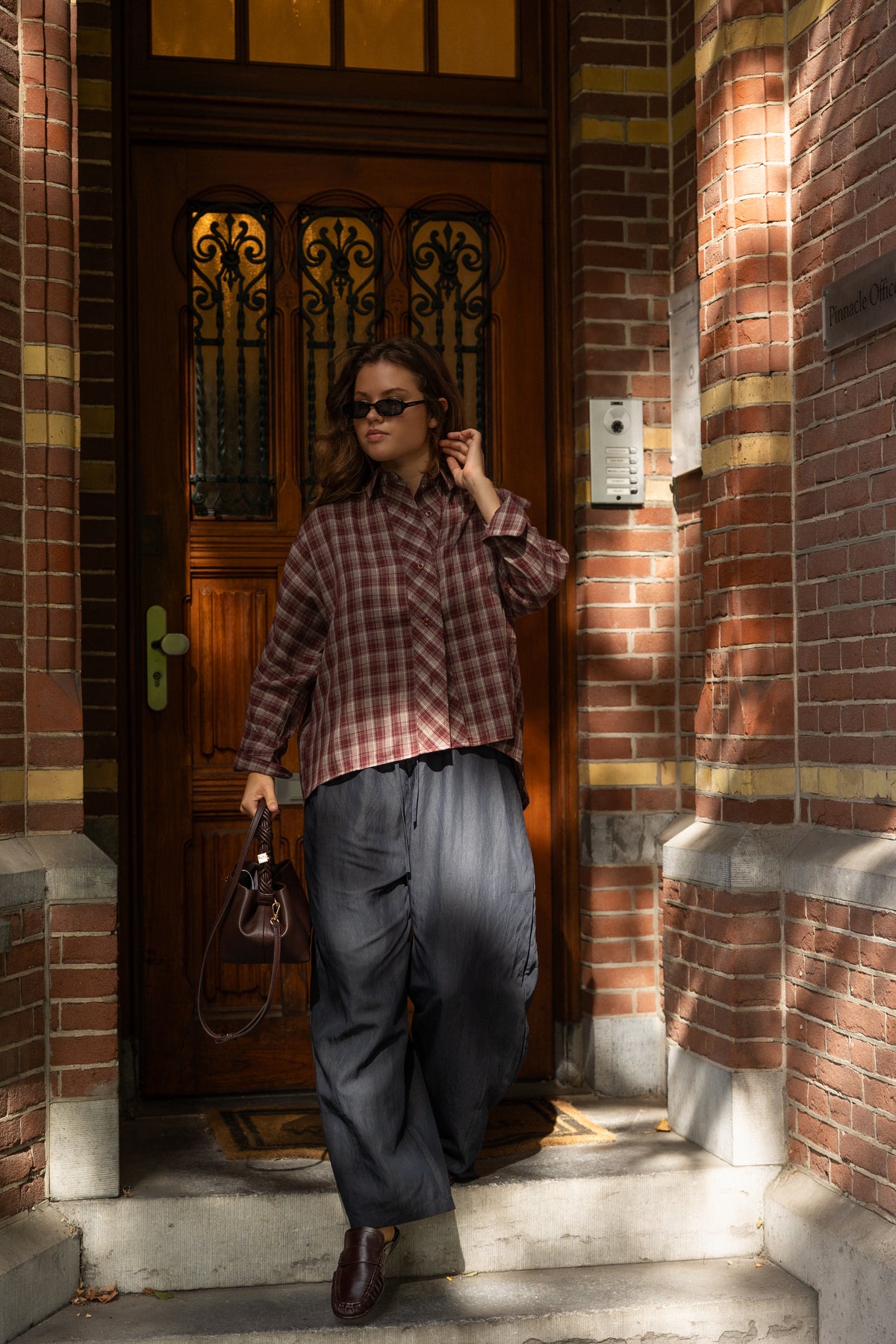 CHECKED INDIGO SHIRT BORDEAUX