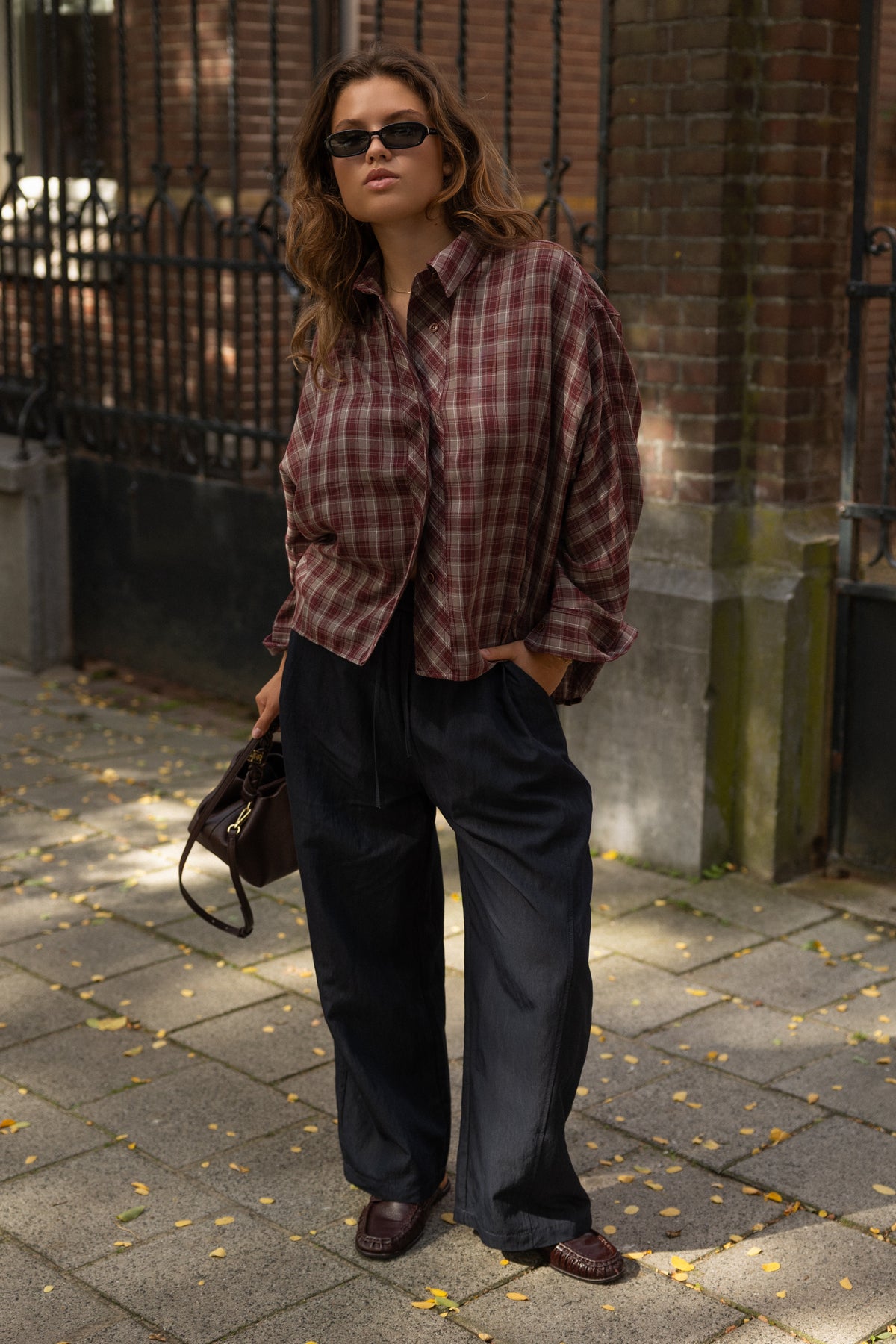 CHECKED INDIGO SHIRT BORDEAUX