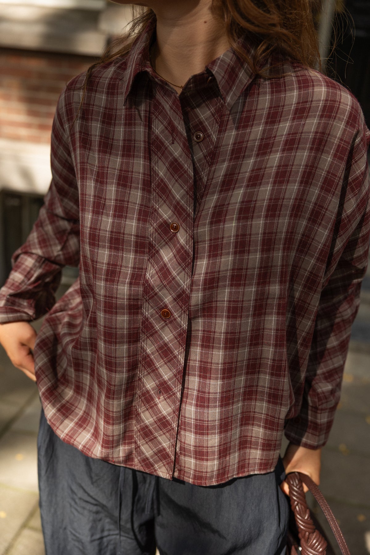 CHECKED INDIGO SHIRT BORDEAUX