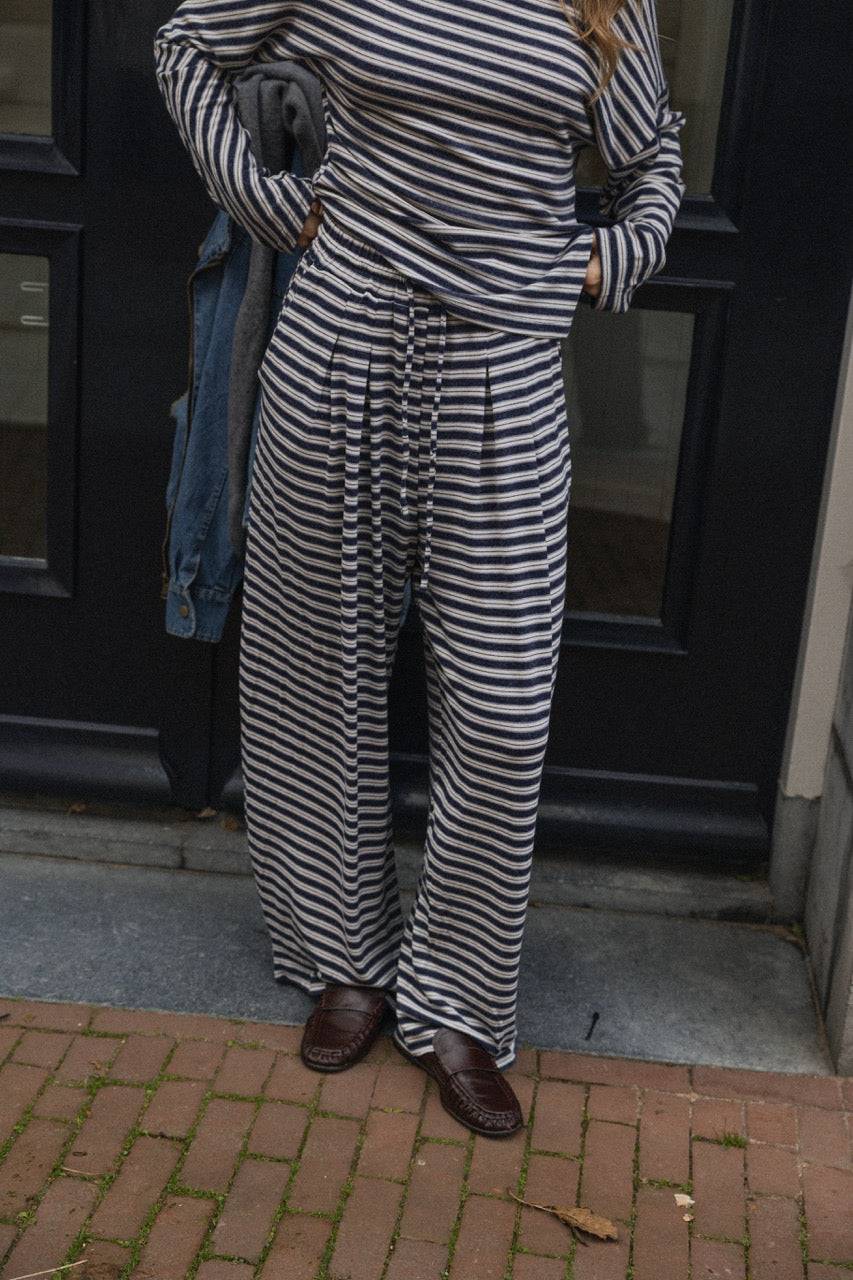 STRIPED LOUNGE PANTS NAVY