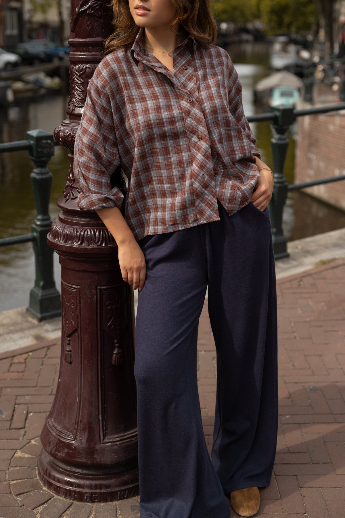 CHECKED INDIGO SHIRT GREY/RED
