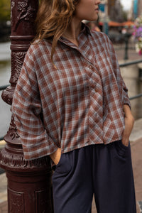 CHECKED INDIGO SHIRT GREY/RED