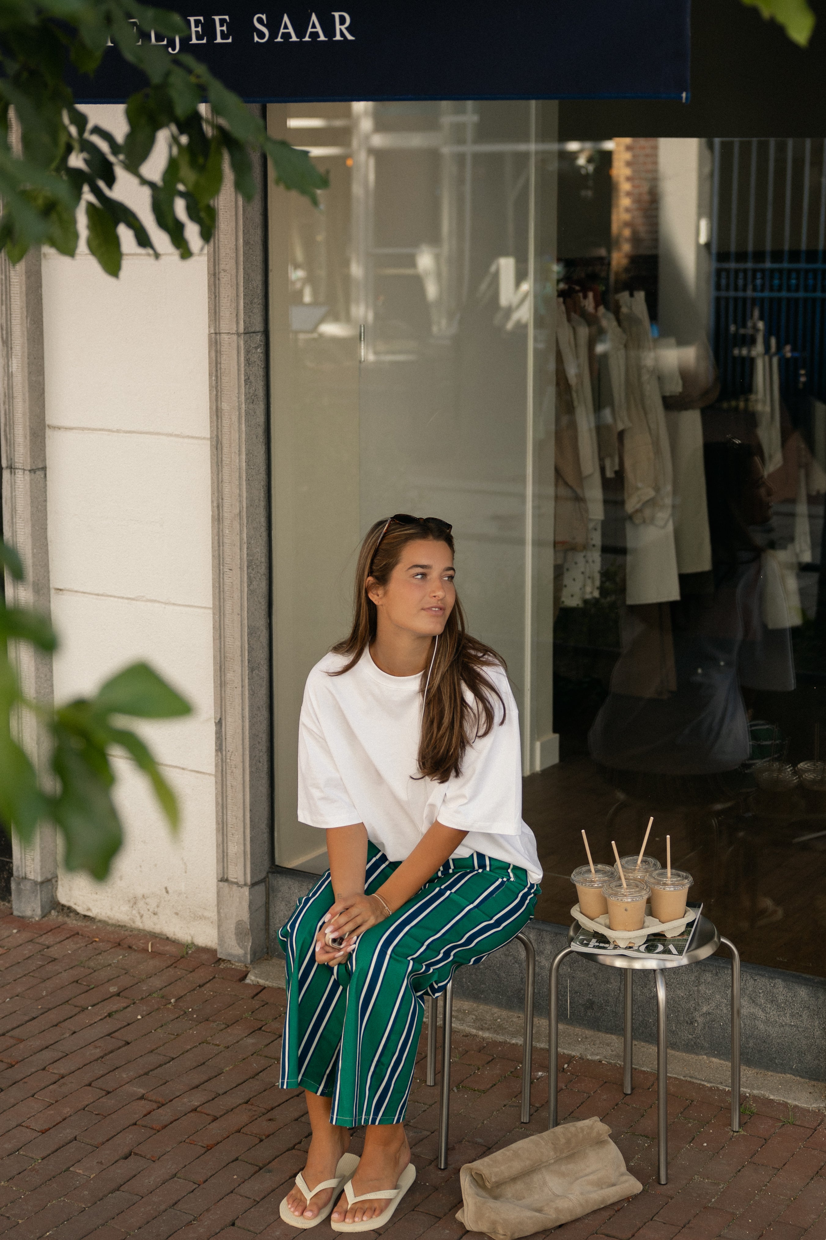 STRIPED EMMA PANTALON GREEN