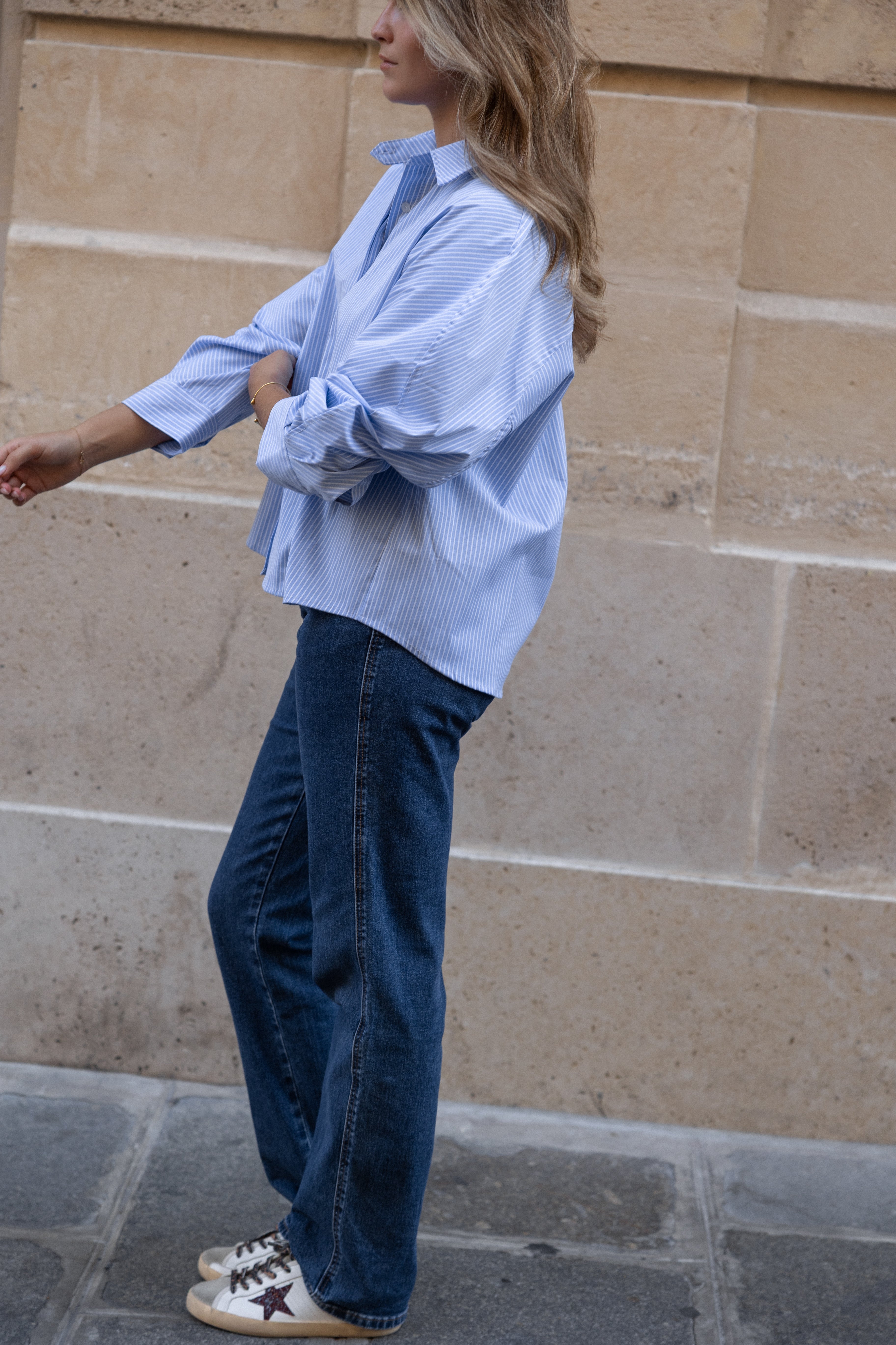 CLASSIC ESSENTIAL STRIPED SHIRT BLUE