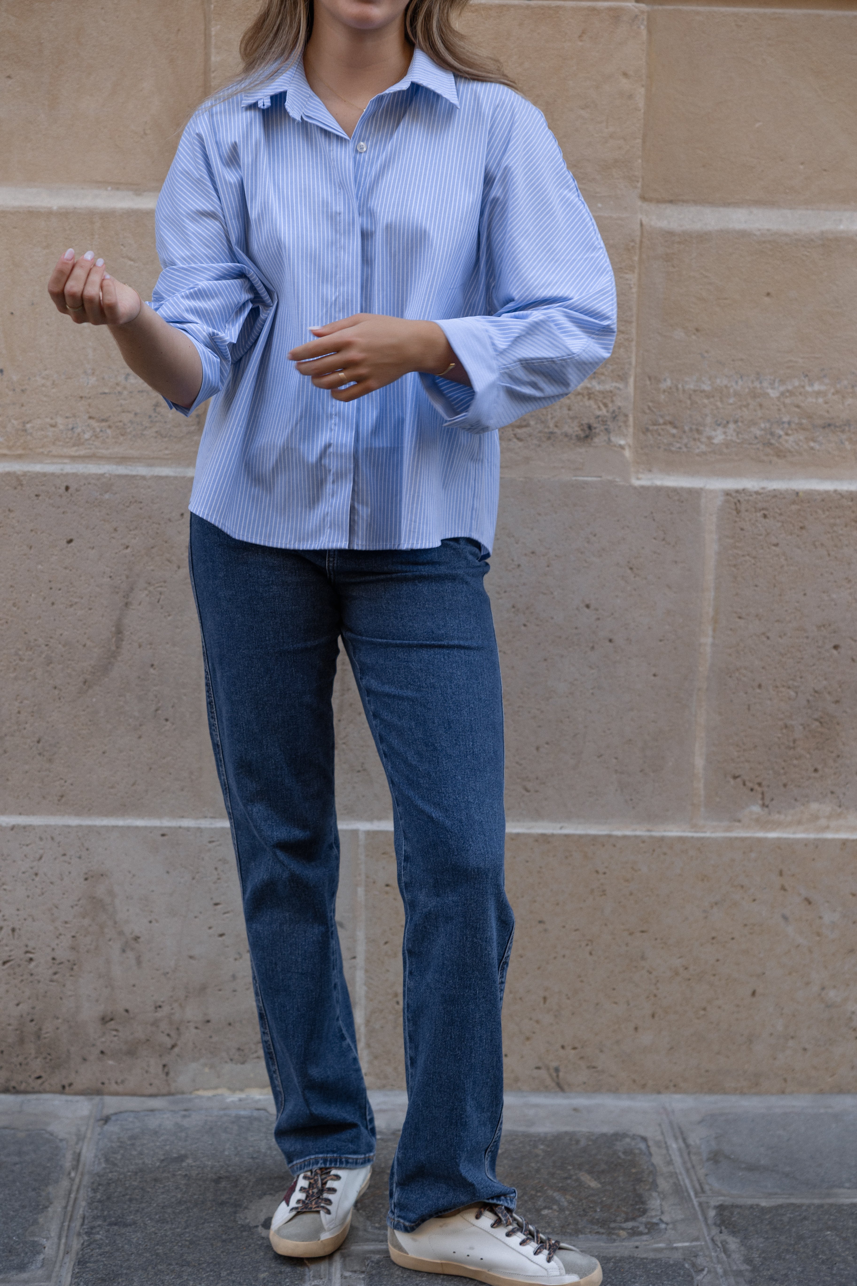 CLASSIC ESSENTIAL STRIPED SHIRT BLUE