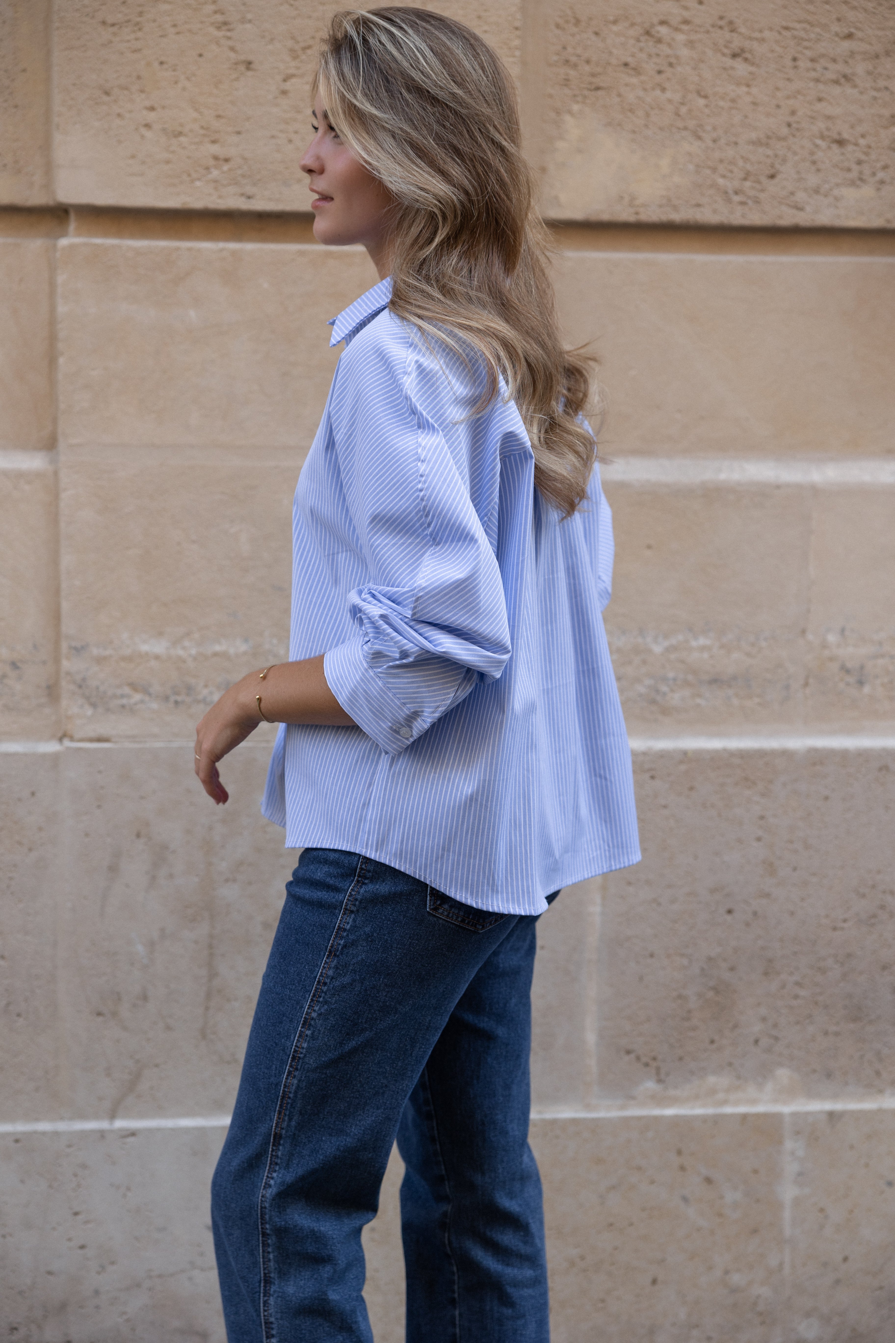 CLASSIC ESSENTIAL STRIPED SHIRT BLUE