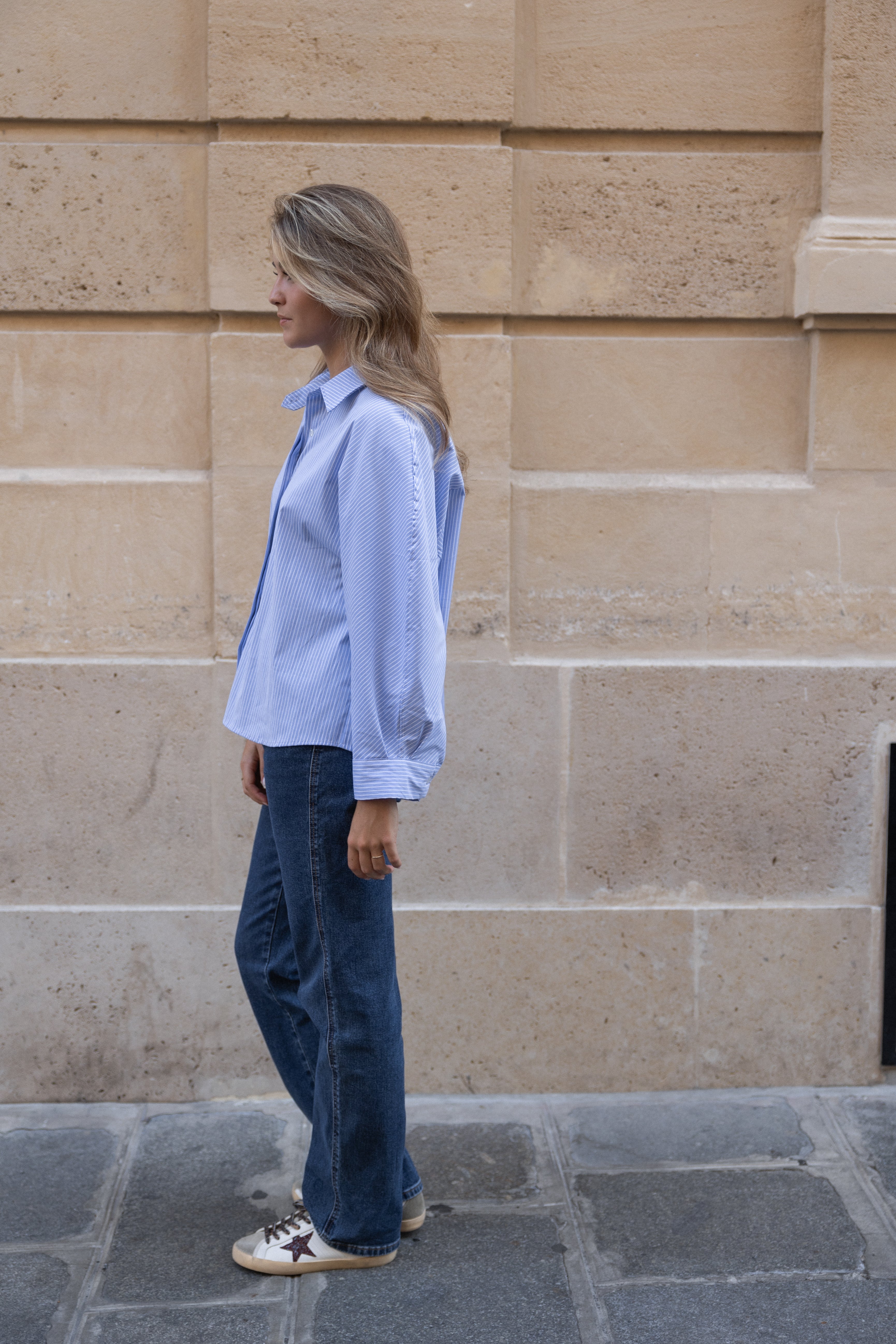 CLASSIC ESSENTIAL STRIPED SHIRT BLUE