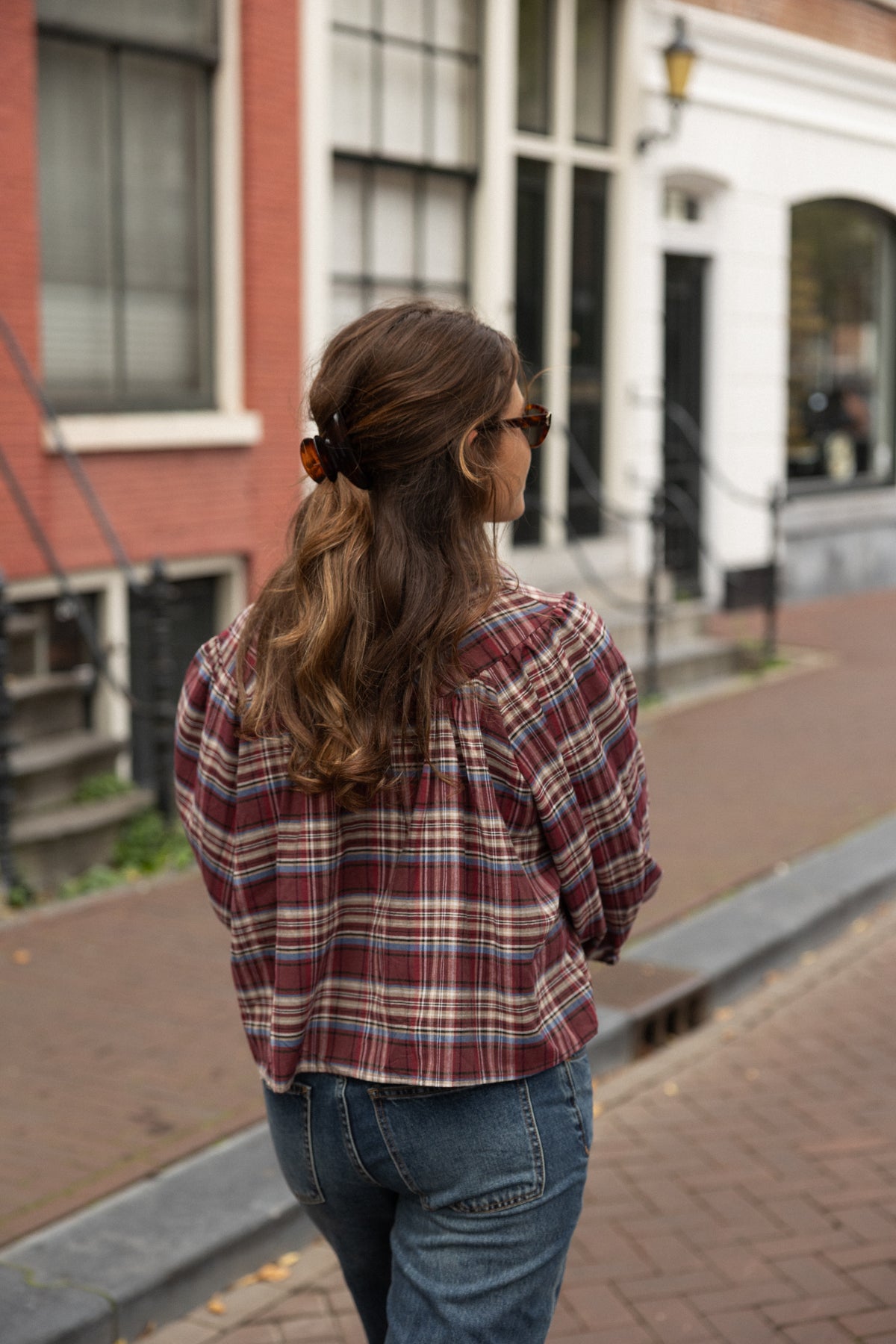 CHECKED MEAVE BLOUSE BORDEAUX