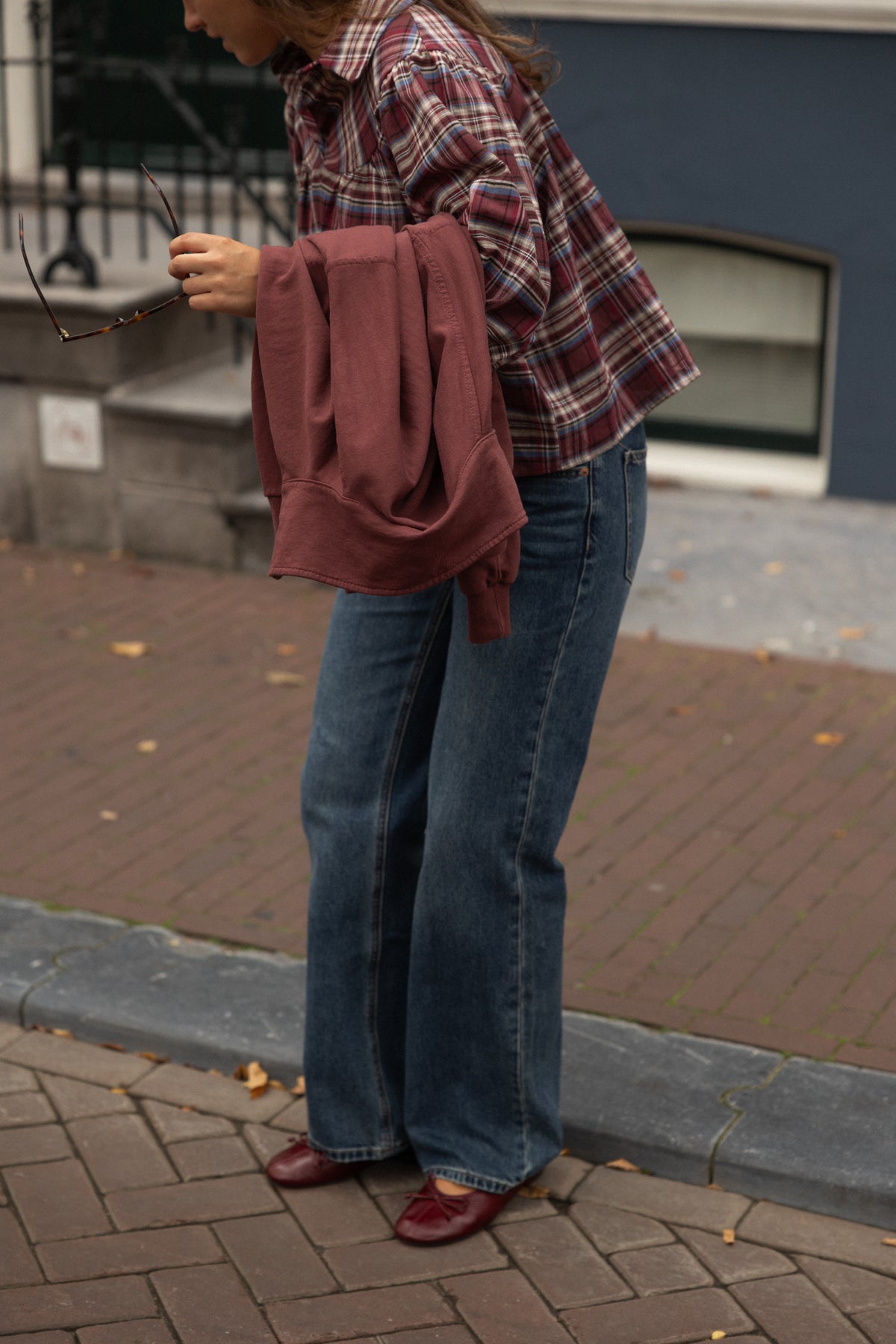 CHECKED MEAVE BLOUSE BORDEAUX