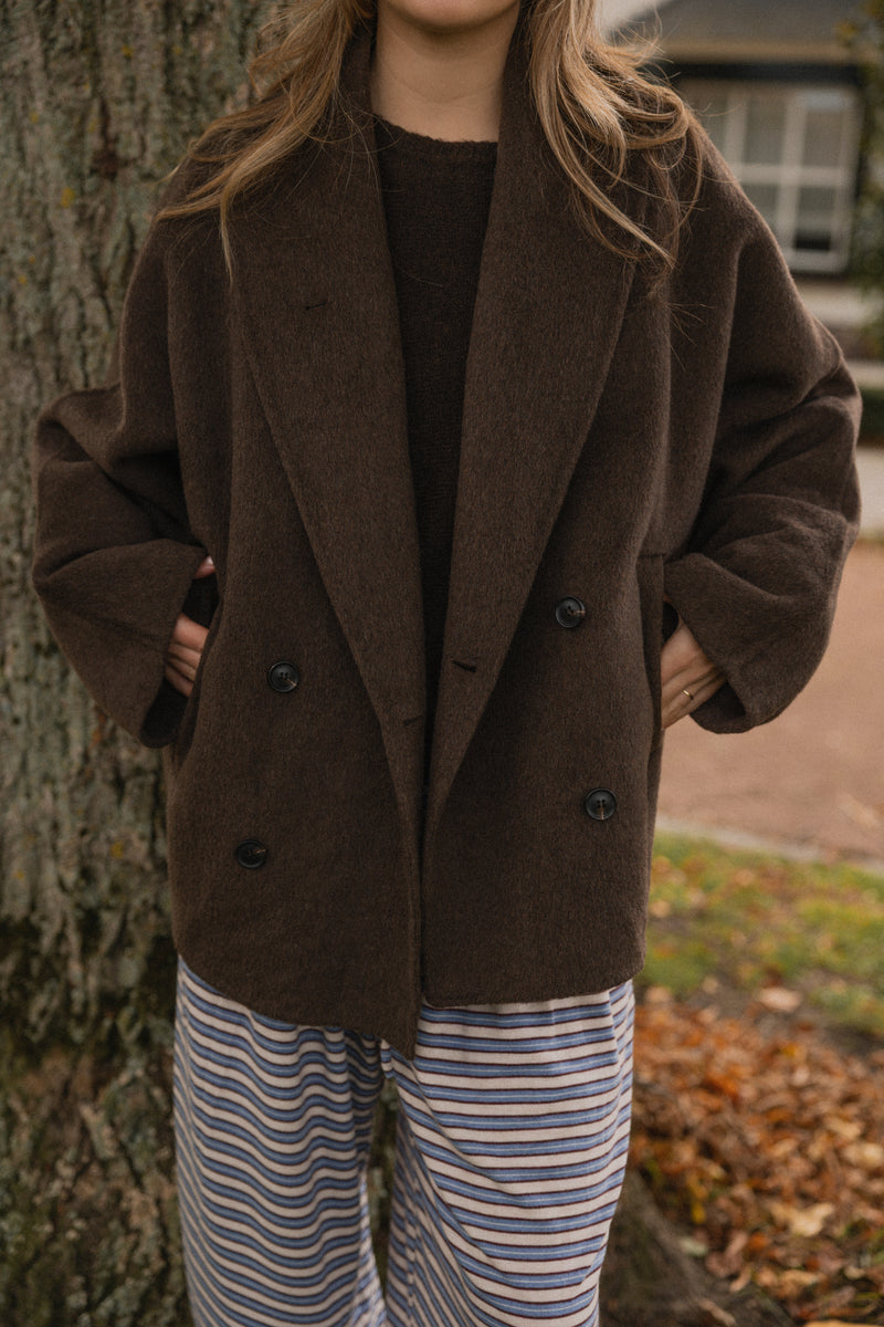 WOOL STELLA COAT CHOCO