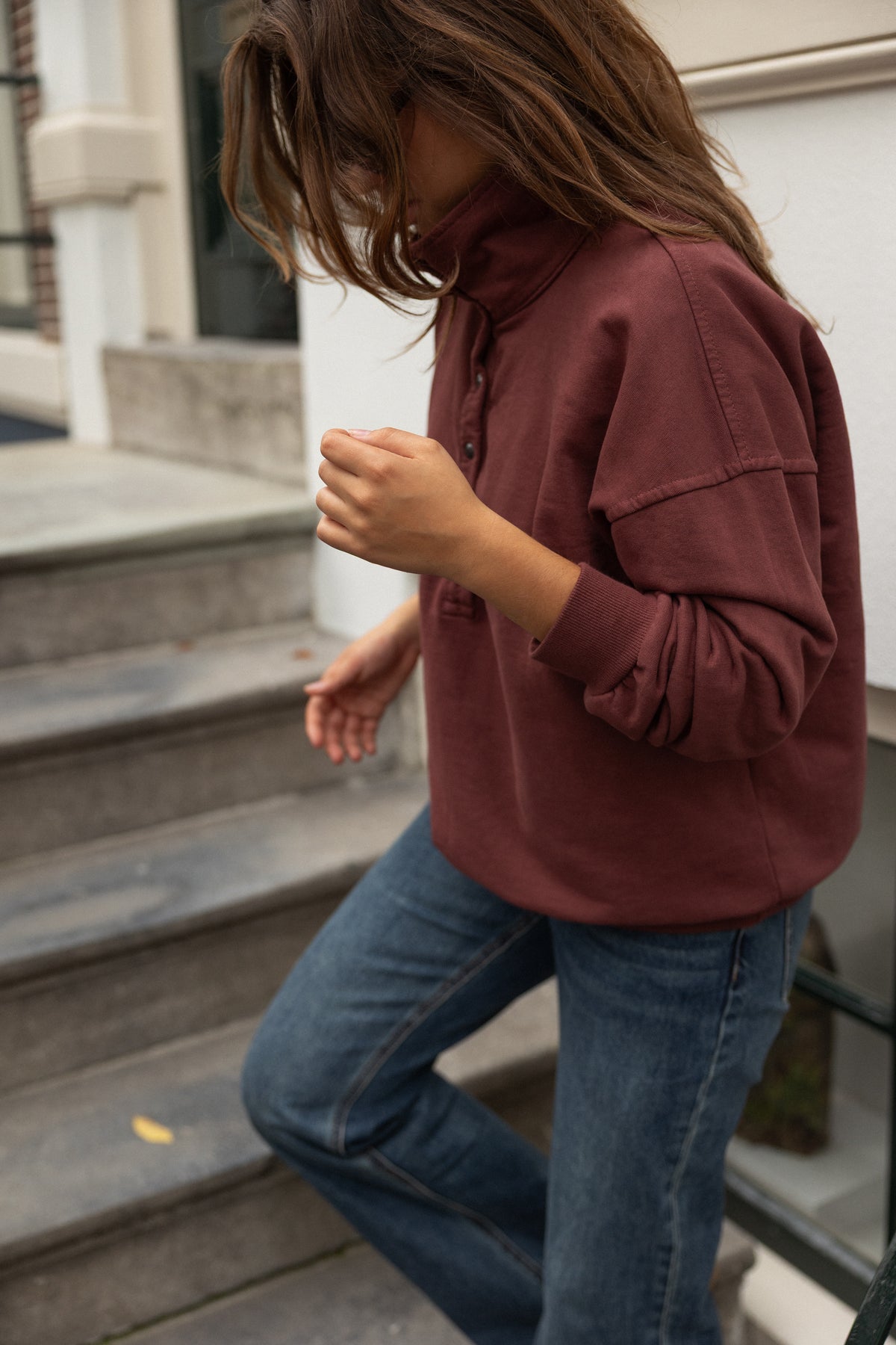 MABEL BUTTON SWEATER VINTAGE RED