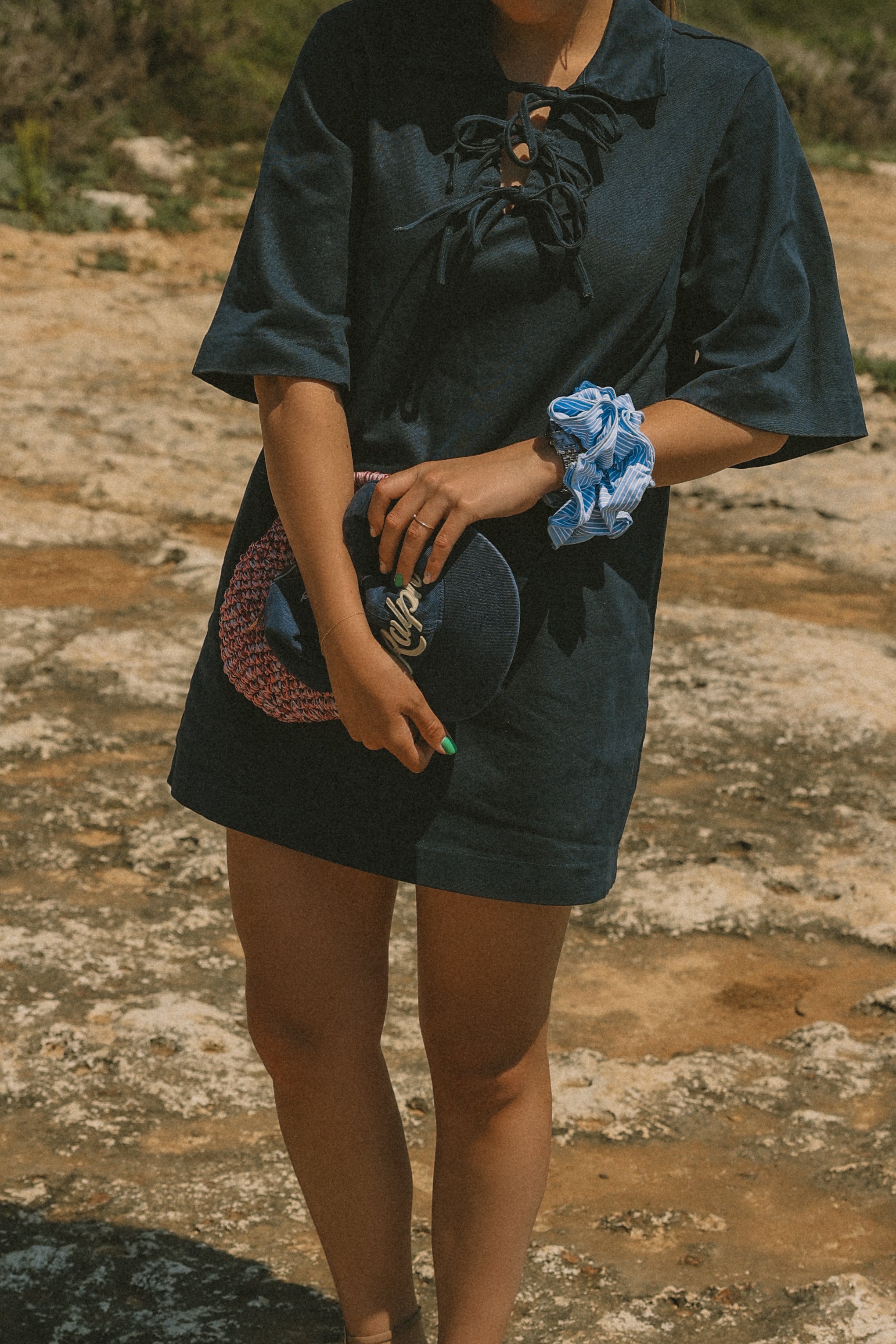 MILEY BOW DRESS NAVY