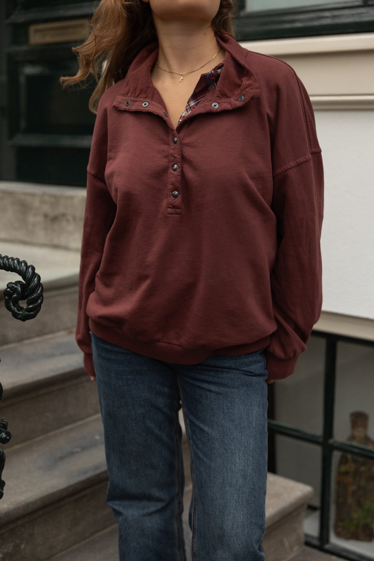 MABEL BUTTON SWEATER VINTAGE RED