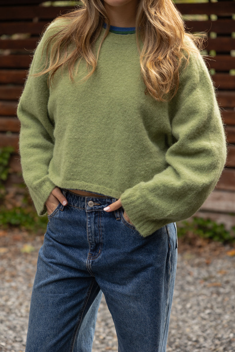 JANE ALPACA WOOL KNIT OLIVE GREEN