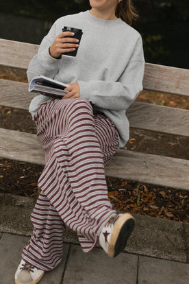 STRIPED LOUNGE PANTS BORDEAUX