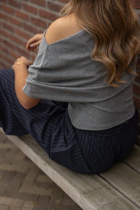 OFF SHOULDER BASIC TOP GREY