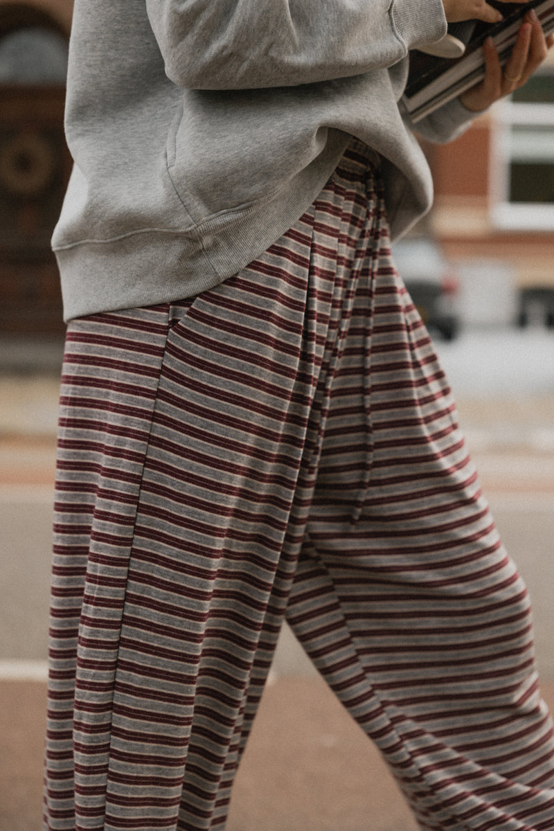 STRIPED LOUNGE PANTS BORDEAUX