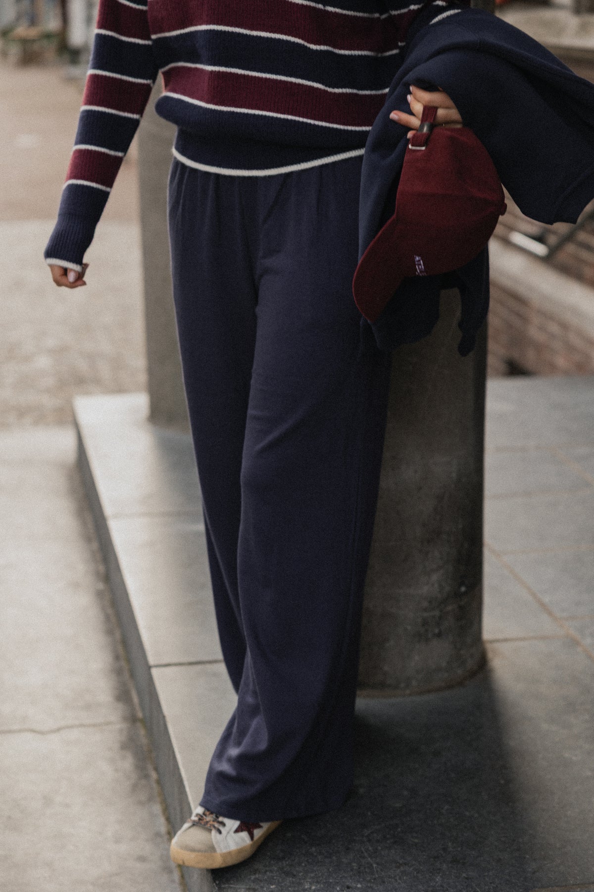 STRIPED POLO KNIT NAVY/BORDEAUX